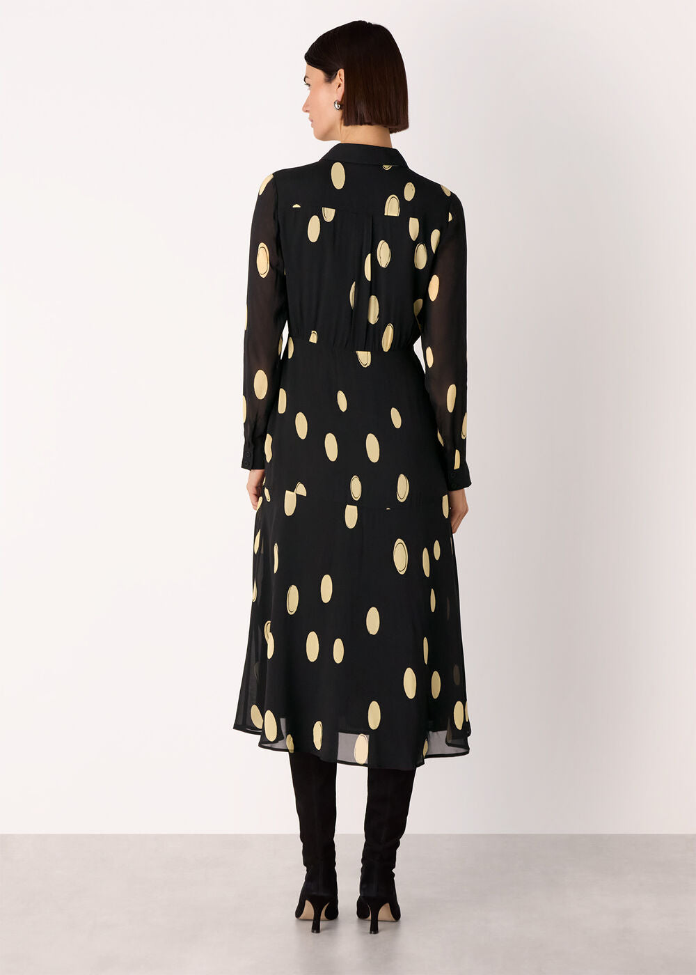 Black Abstract Spot Shirt Dress