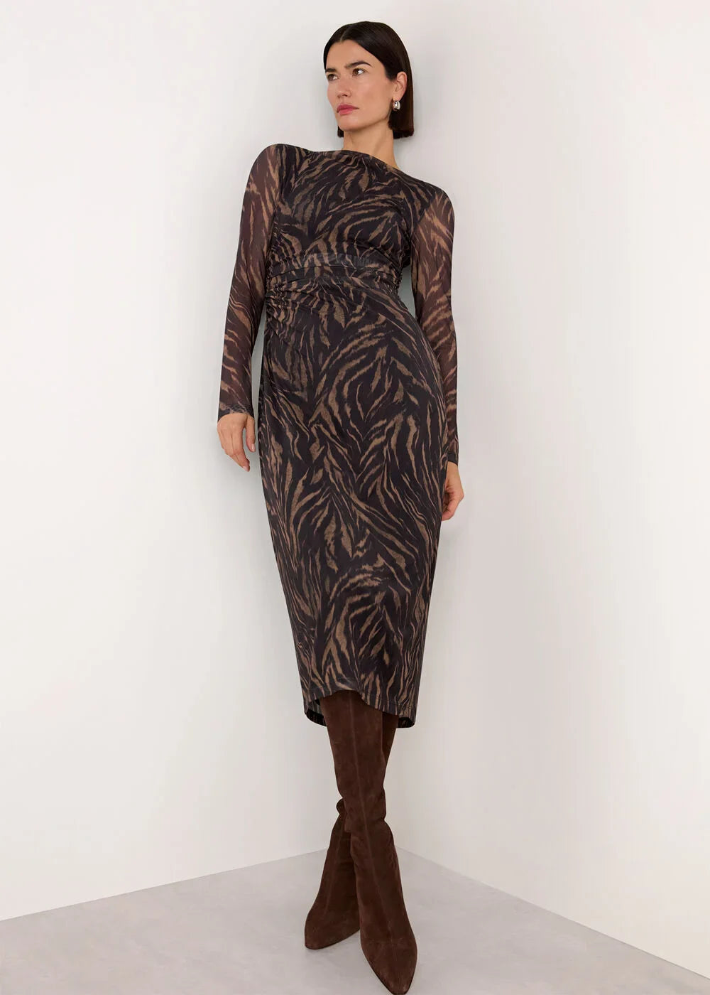 Black Abstract Zebra Mesh Dress