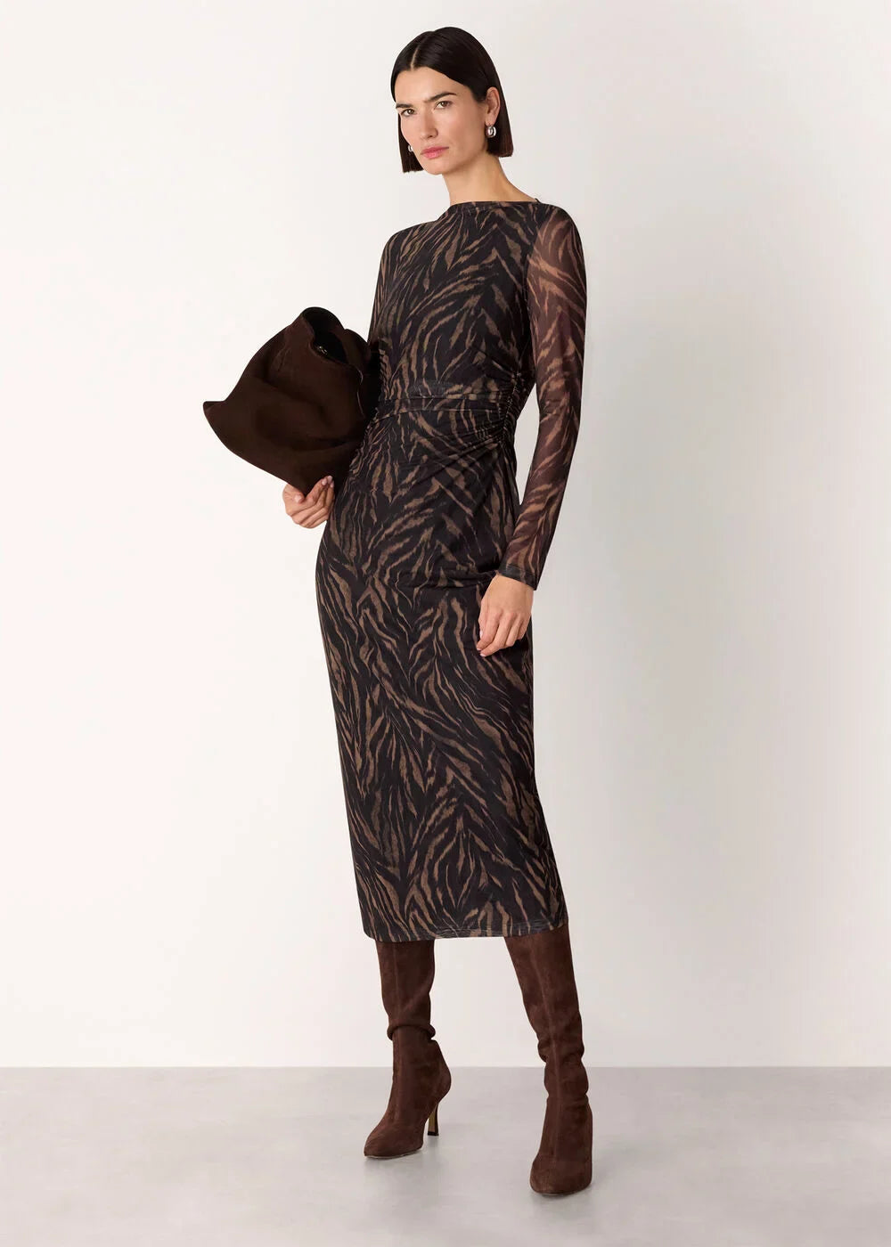 Black Abstract Zebra Mesh Dress