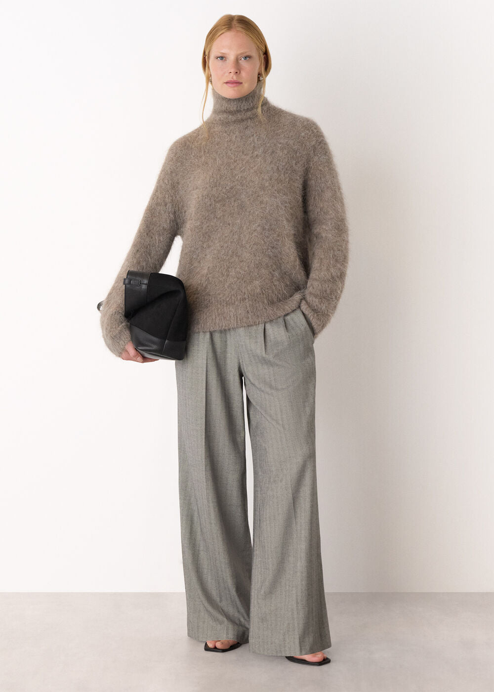 Neutral Alpaca Blend Funnel Knit