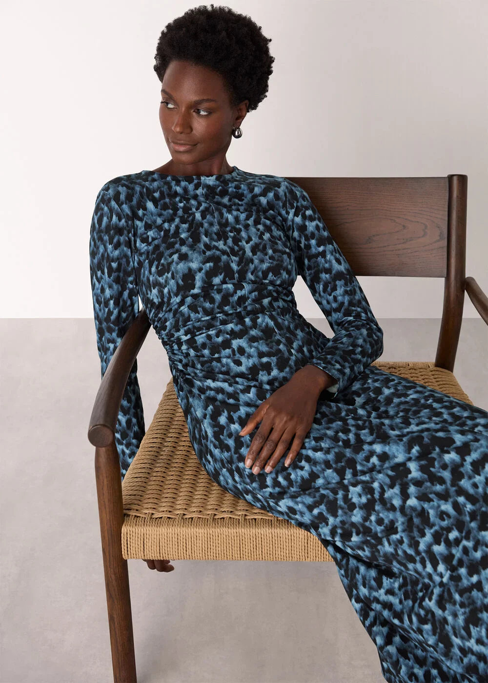 Animal Jersey Ruched Dress