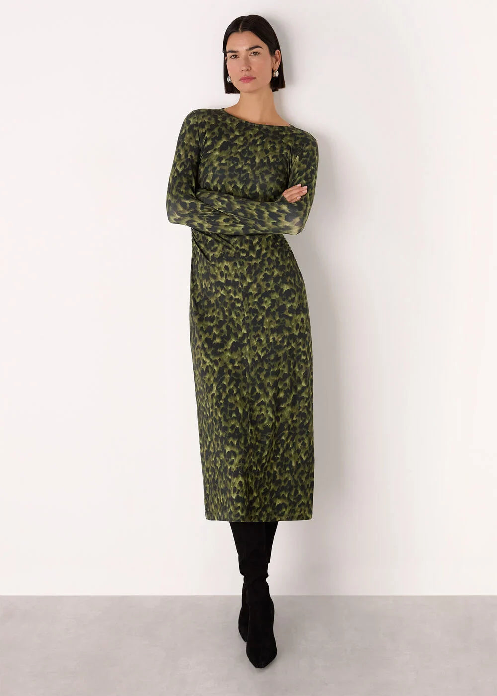 Animal Jersey Ruched Dress