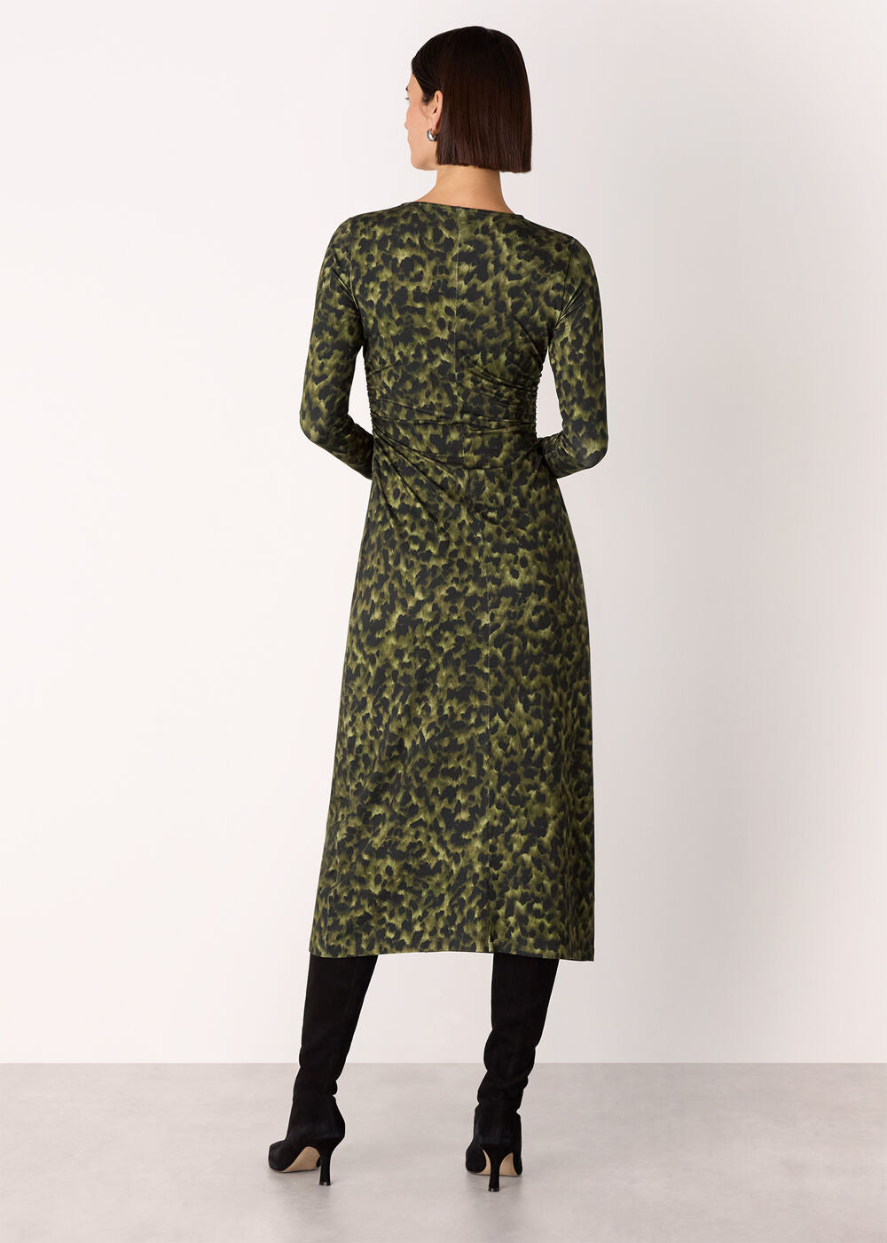 Animal Jersey Ruched Dress