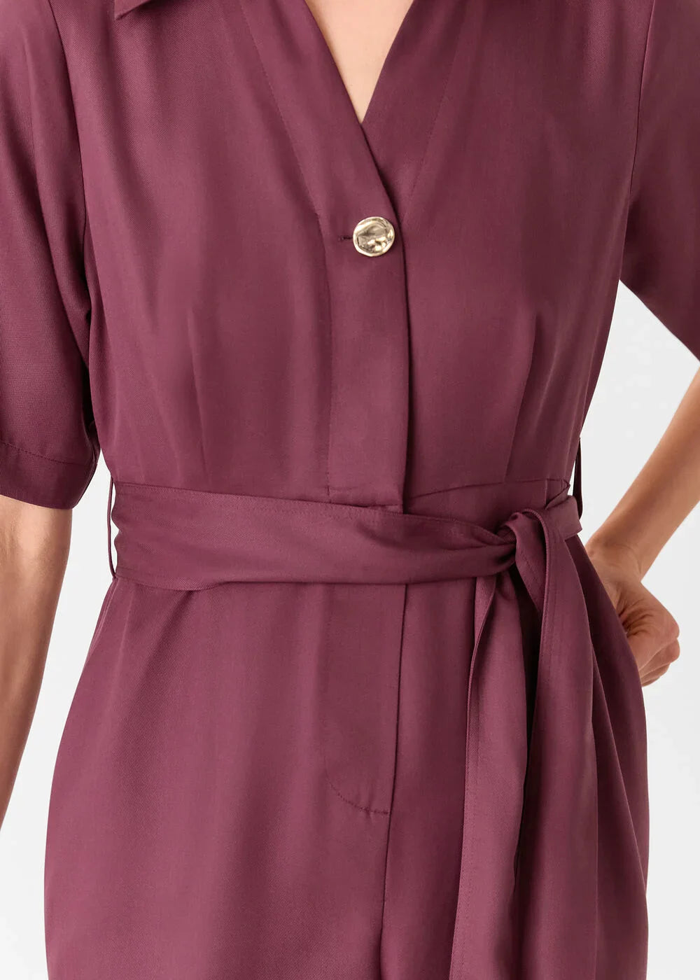 Plum Button Front Jumpsuit