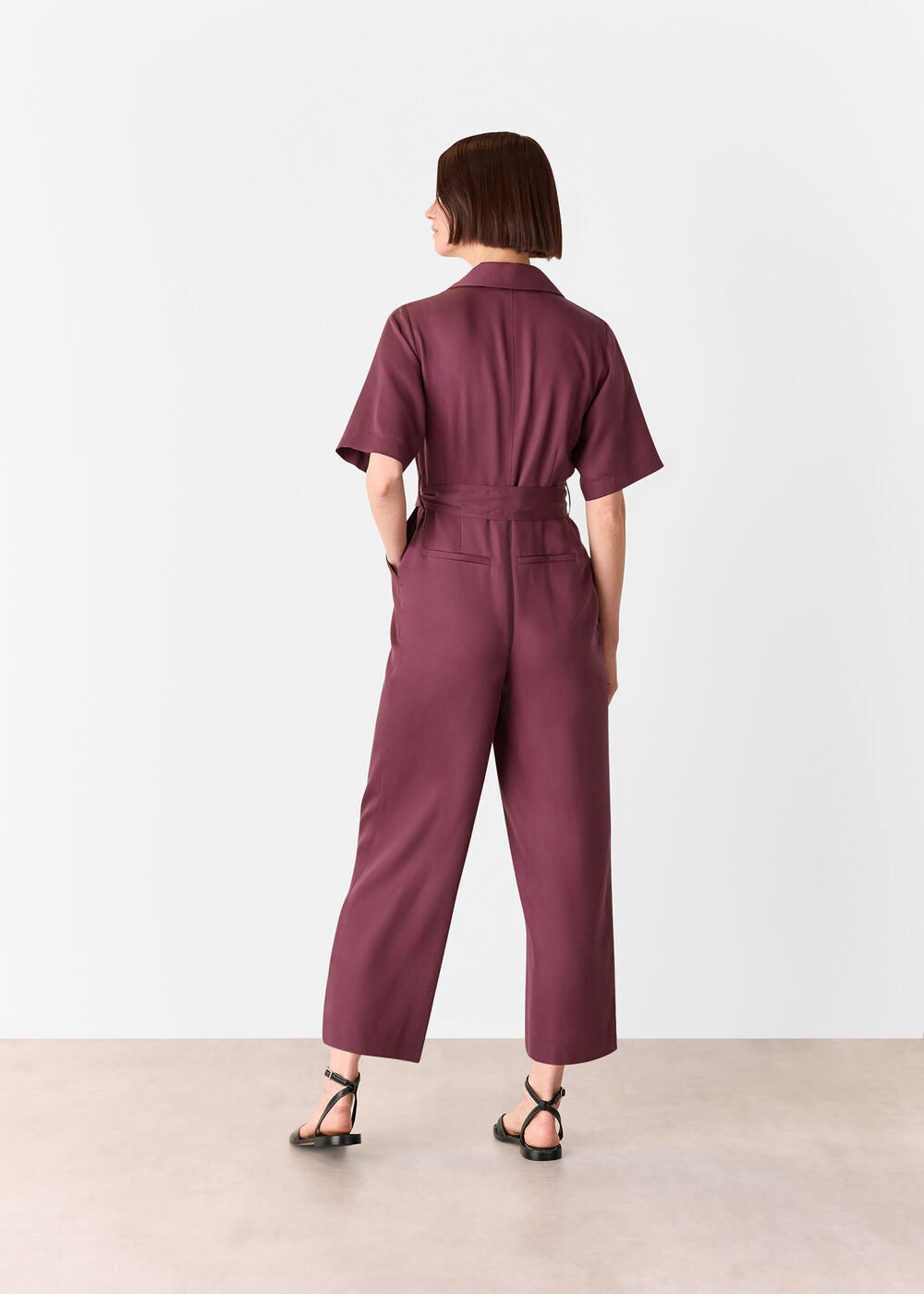 Plum Button Front Jumpsuit