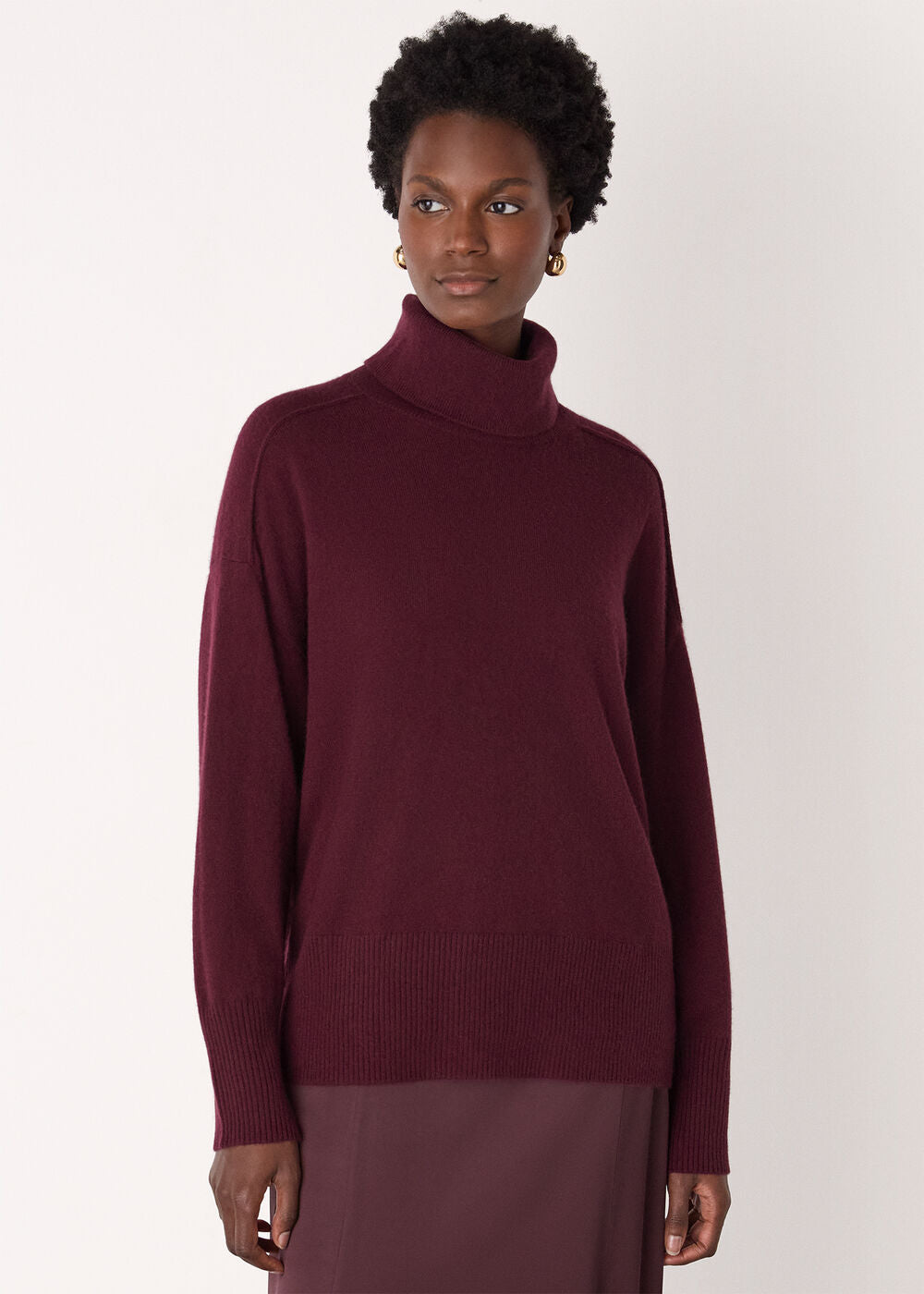 Cashmere Seam Roll Neck Kni