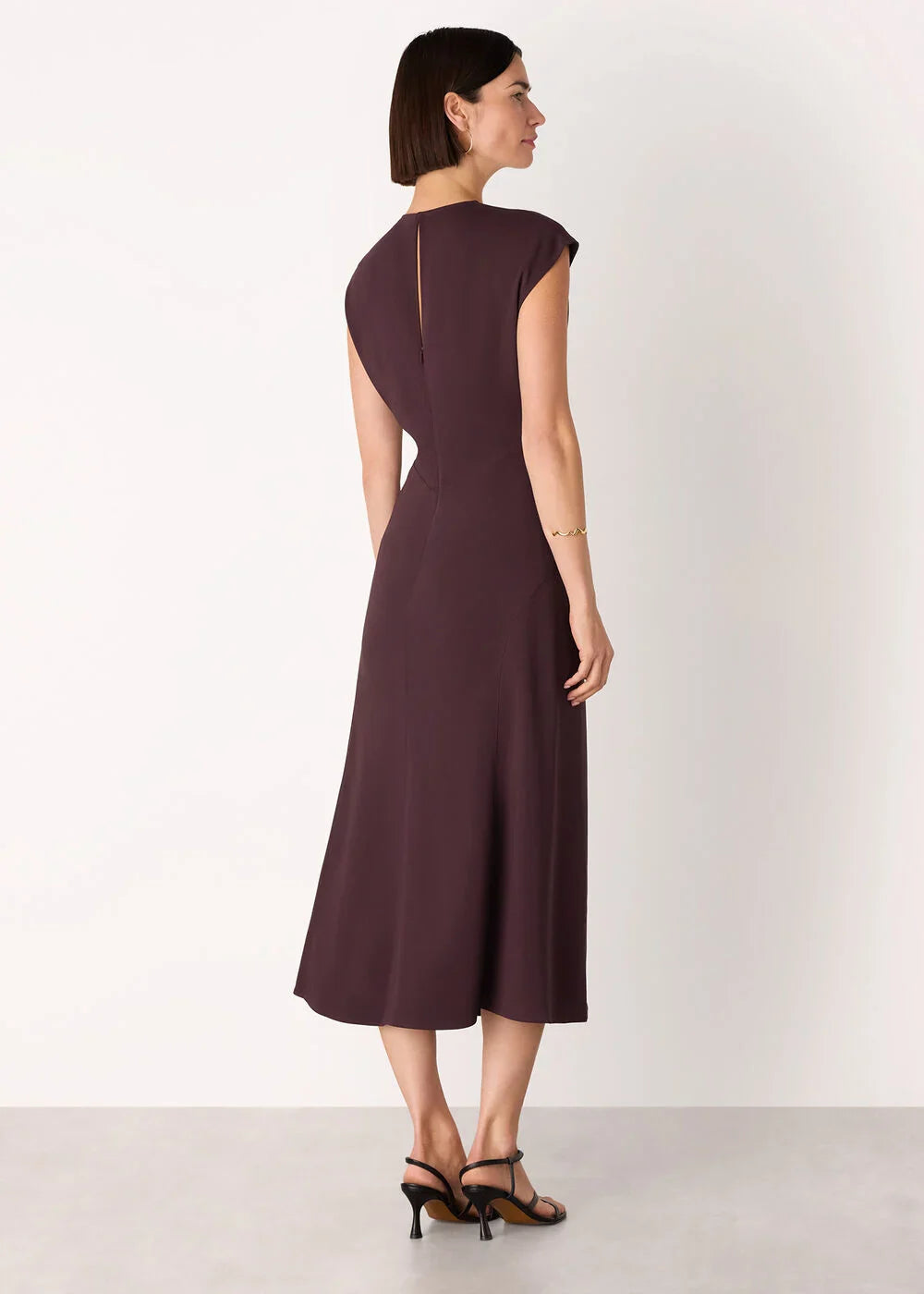 Burgundy Gathered Midi Dress