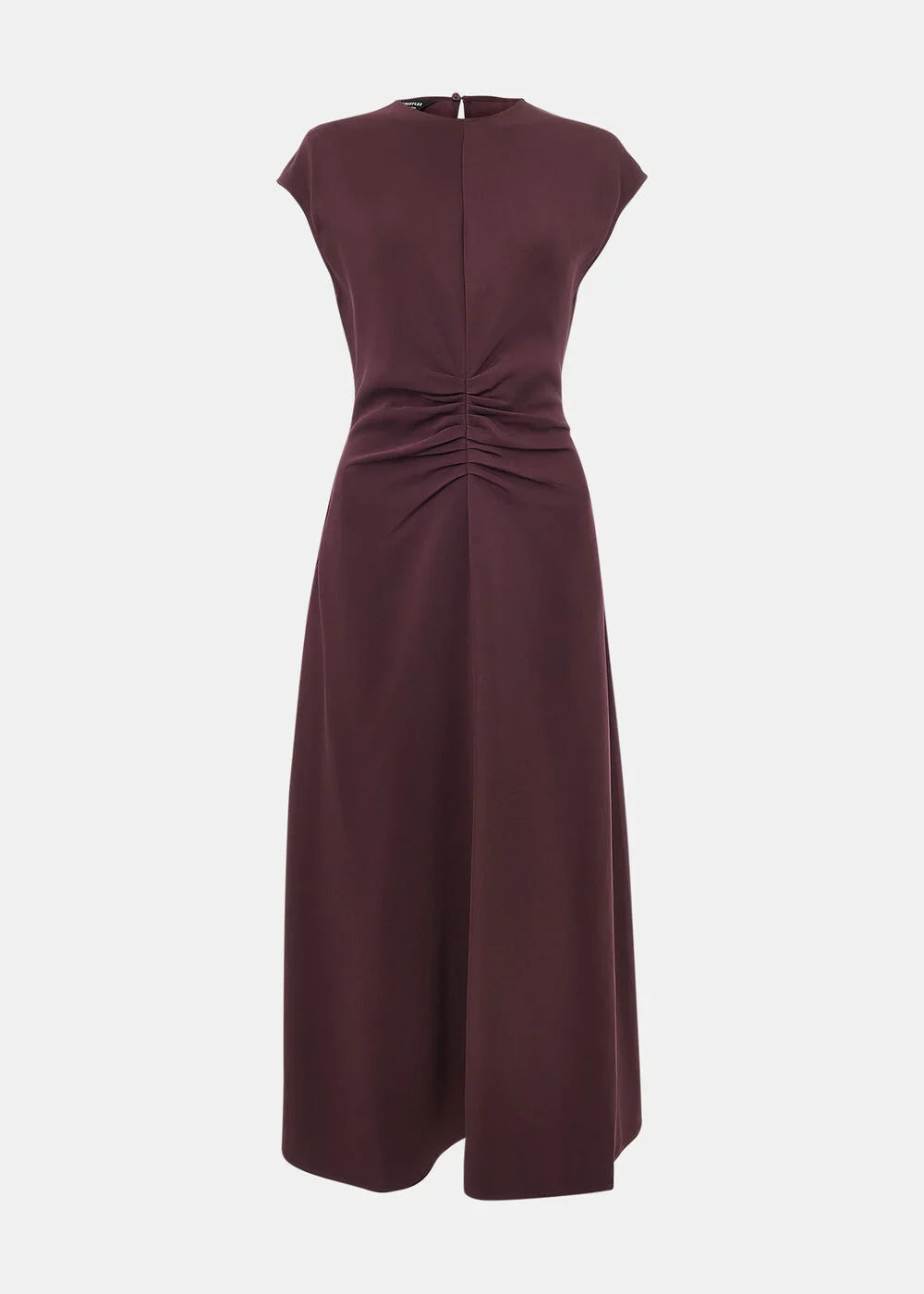 Burgundy Gathered Midi Dress