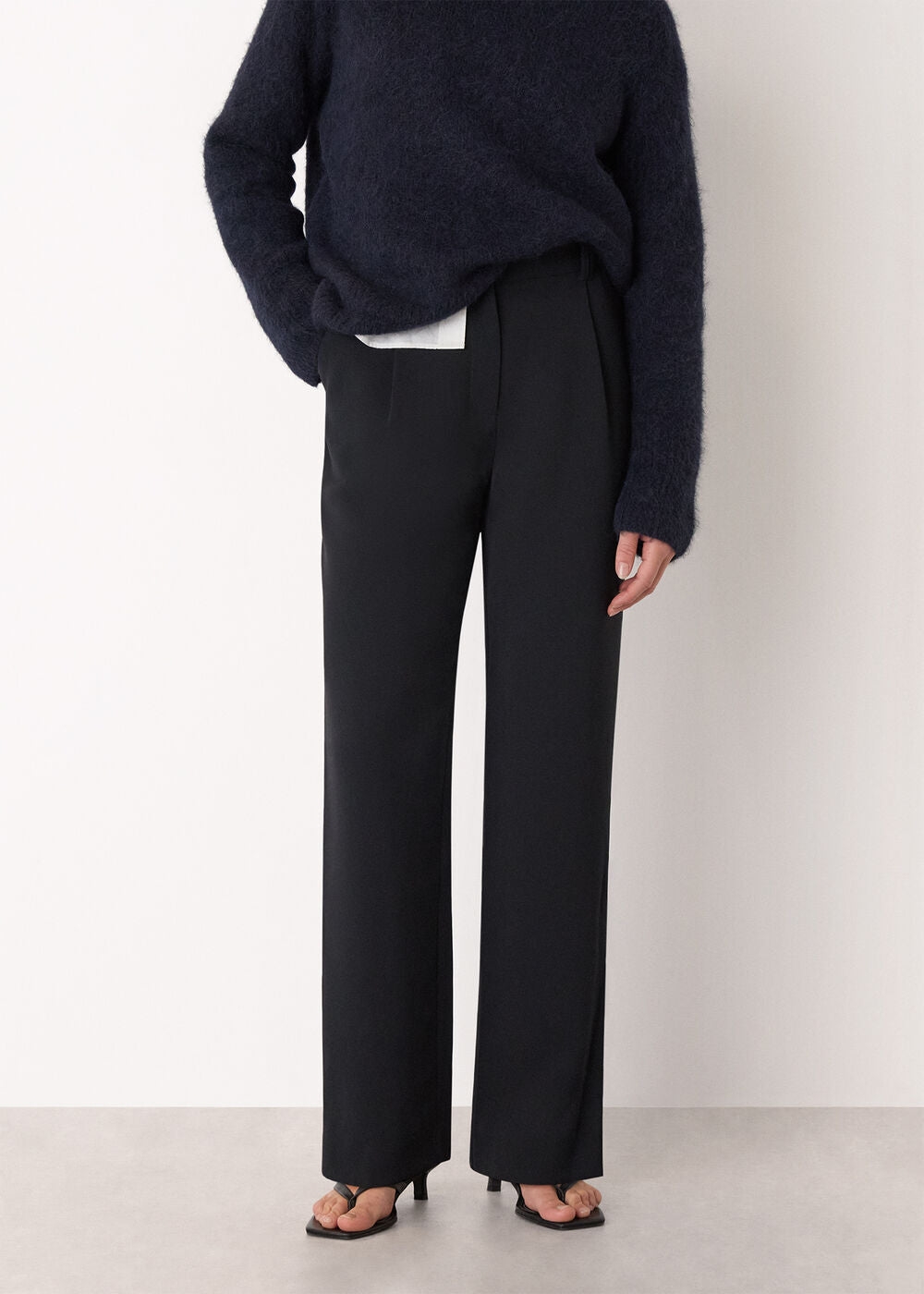Black Harriet Tapered Crepe Trouser