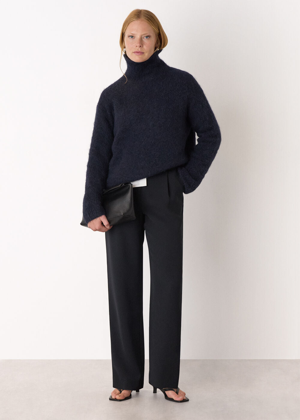 Black Harriet Tapered Crepe Trouser