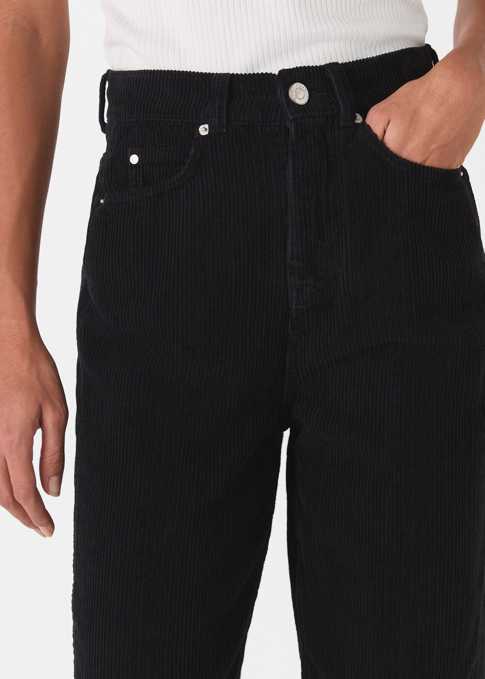 High Waist Cord Barrel Jean