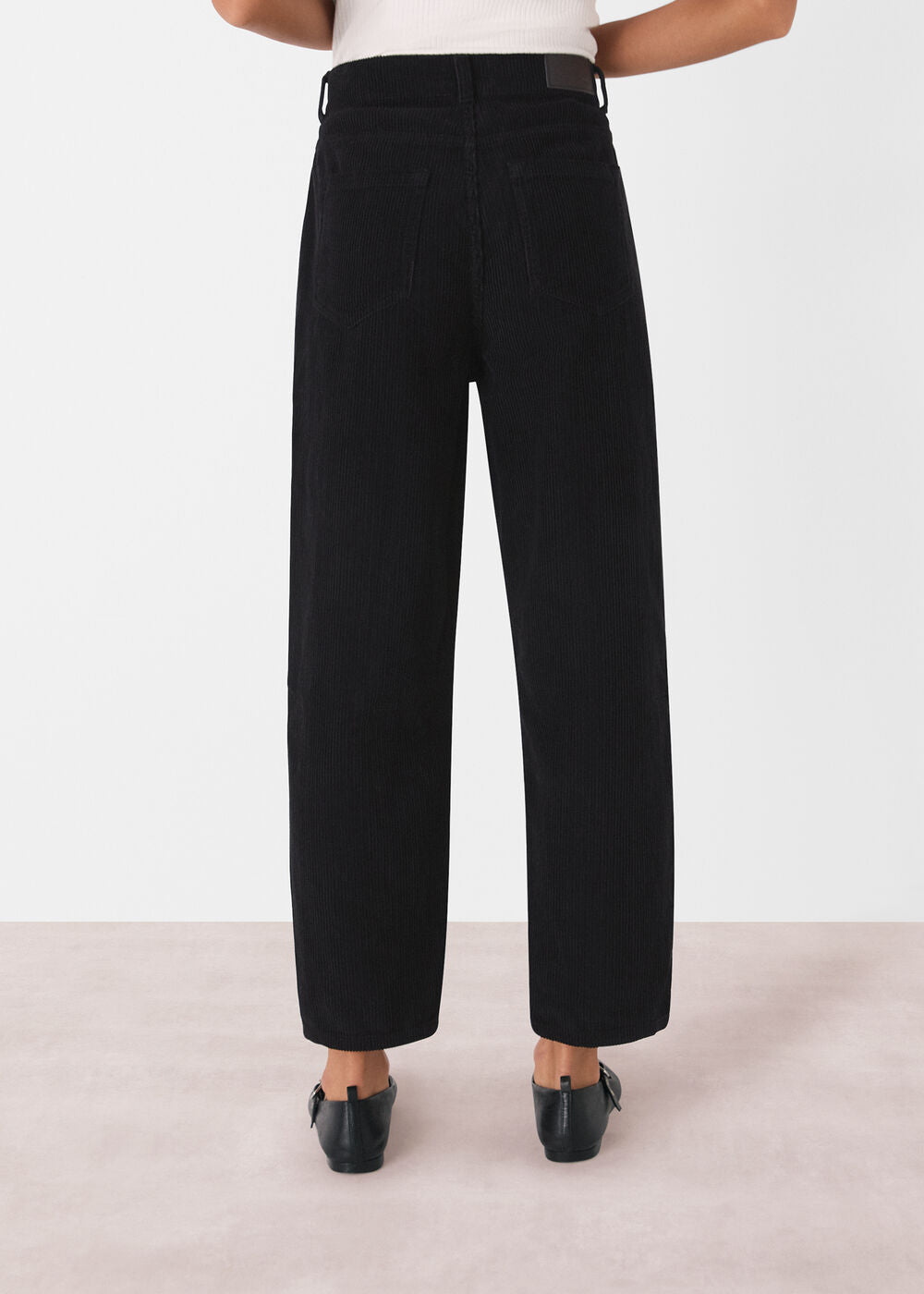 High Waist Cord Barrel Jean