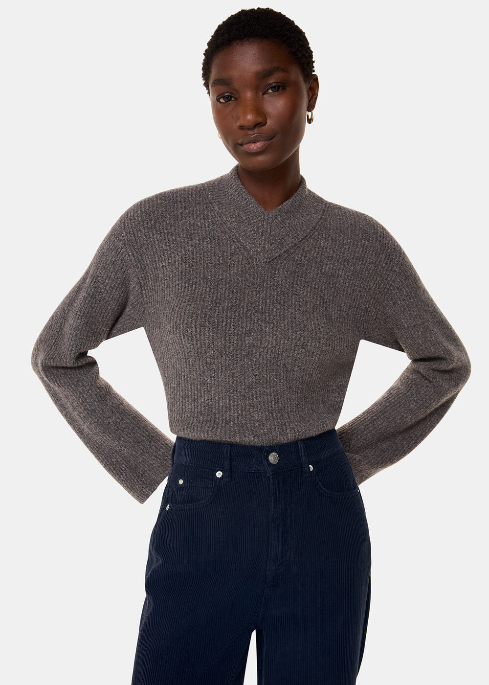 High Waist Cord Barrel Jean