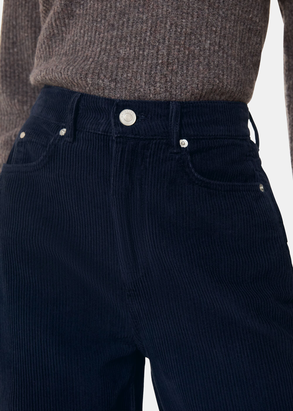 High Waist Cord Barrel Jean