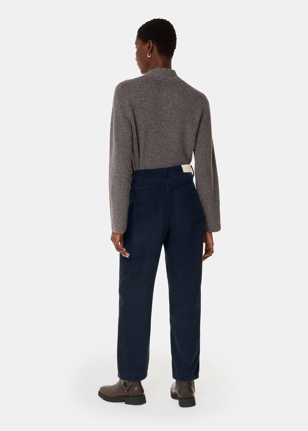 High Waist Cord Barrel Jean