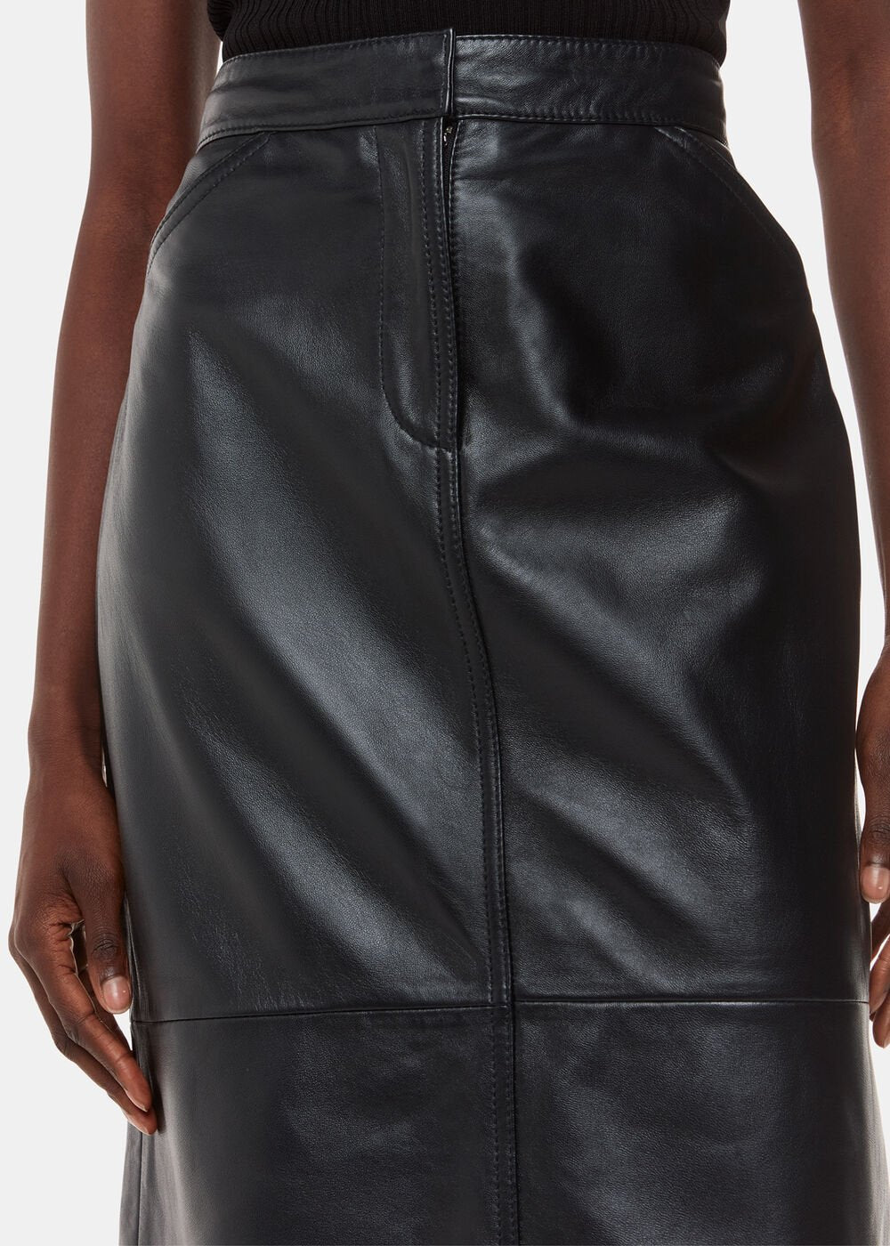 Black Jamie Leather Midi Skirt