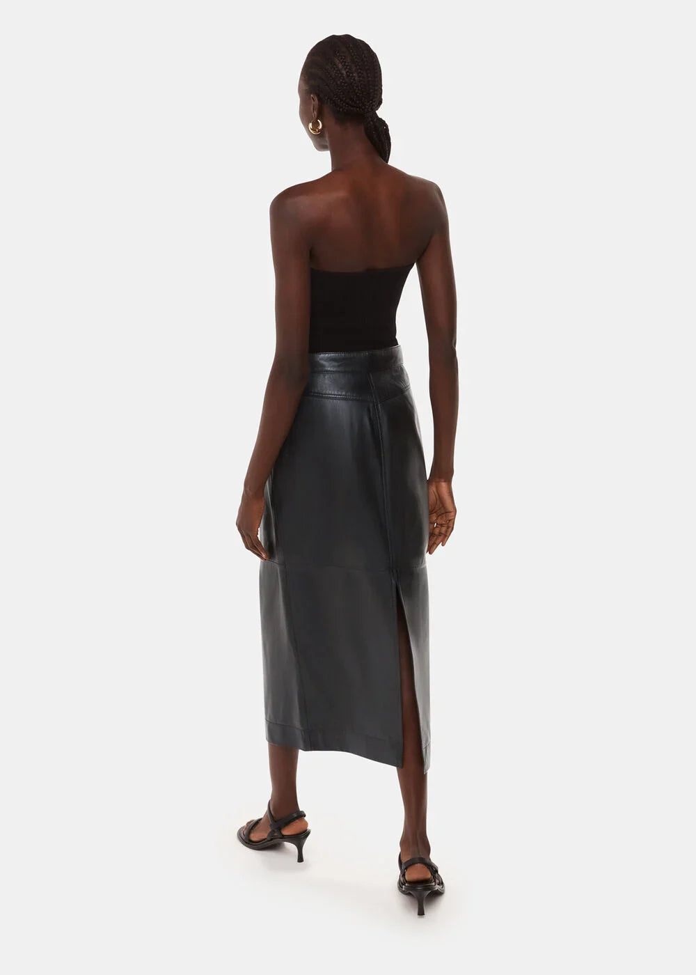 Black Jamie Leather Midi Skirt
