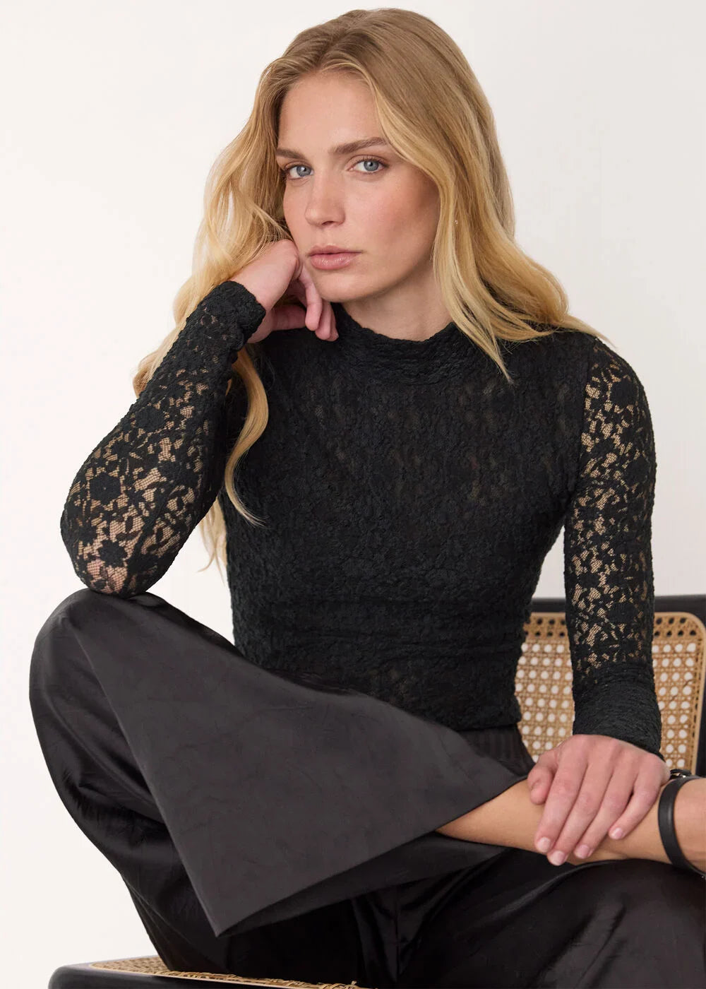 Lace Detail High Neck Top