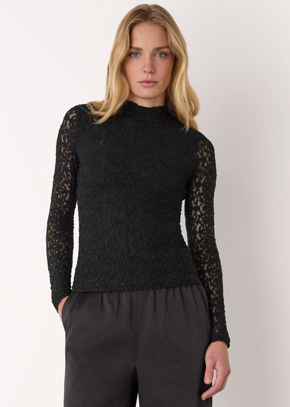 Lace Detail High Neck Top