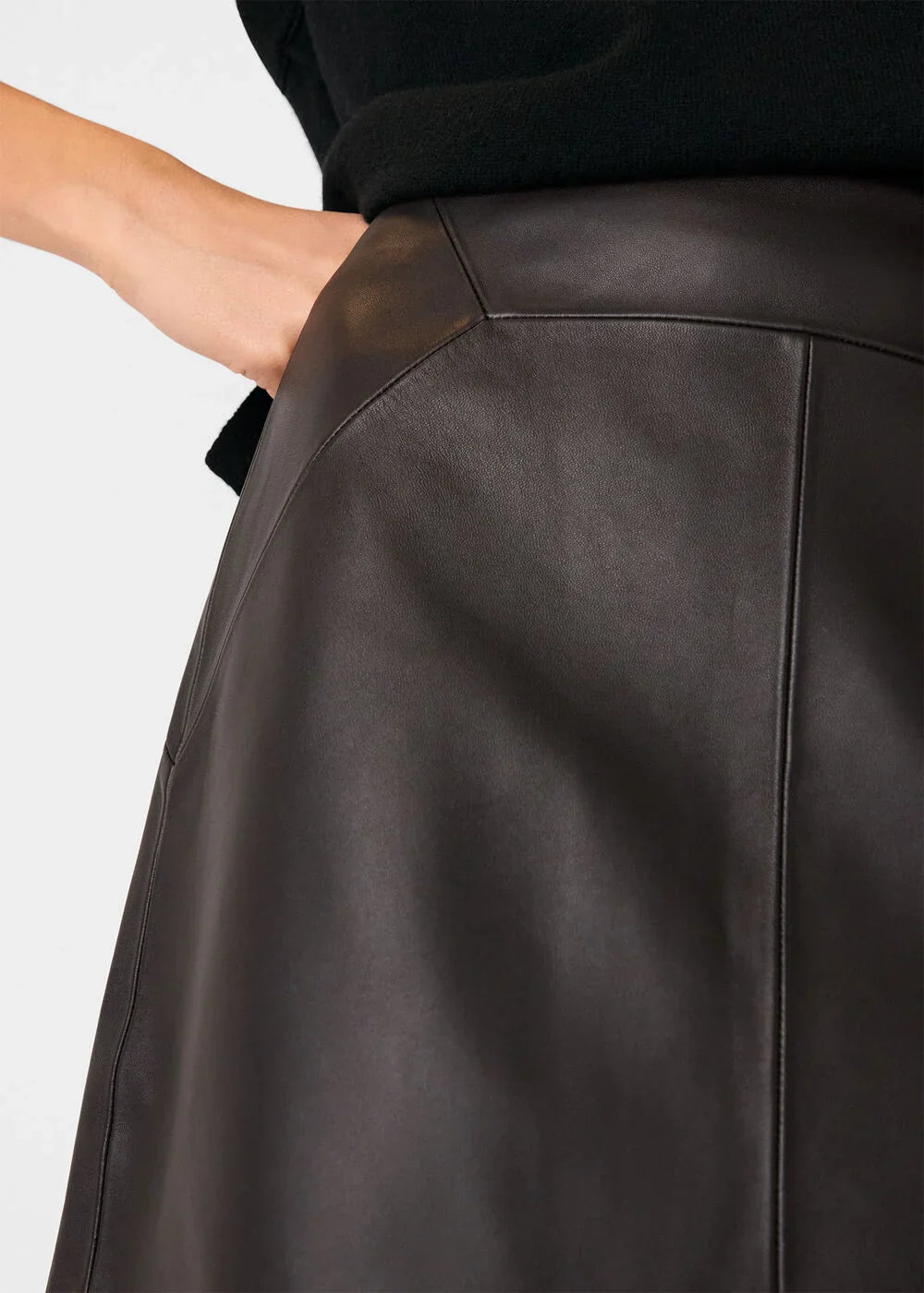 Black Leather A line Skirt