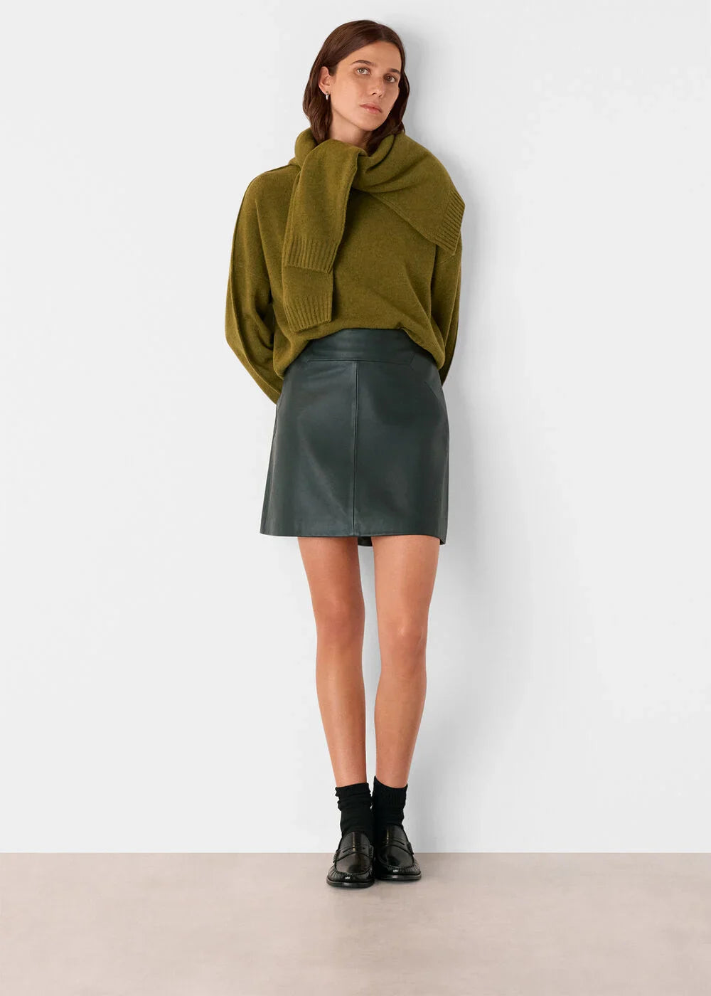 Leather A line Skirt