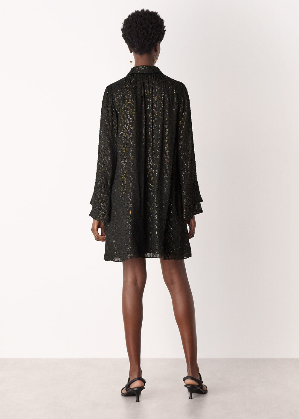 Black Metallic Dobby Mini Dress