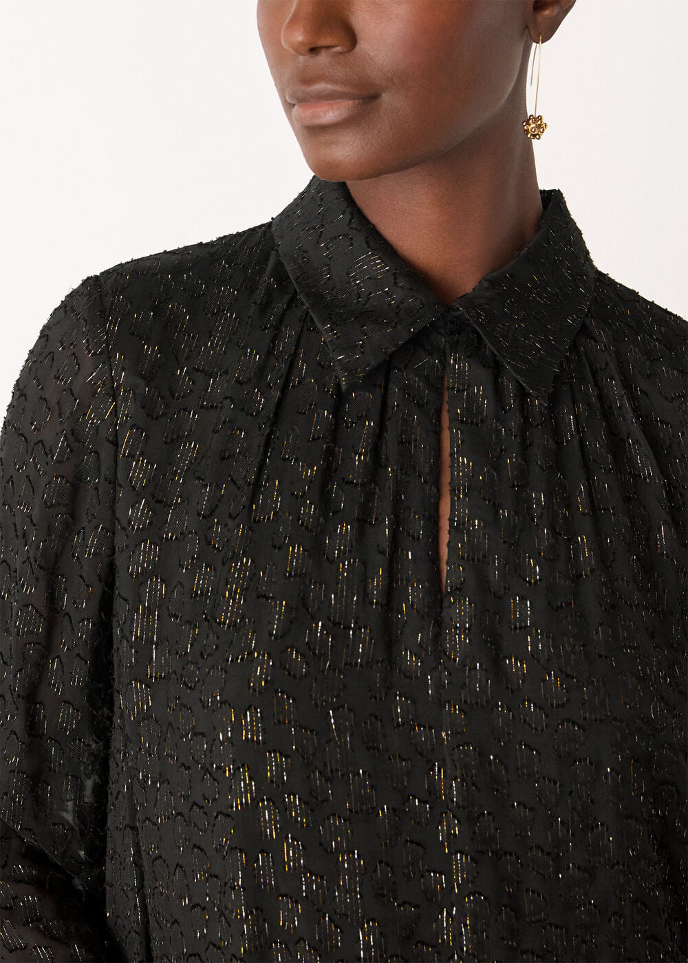 Black Metallic Dobby Mini Dress