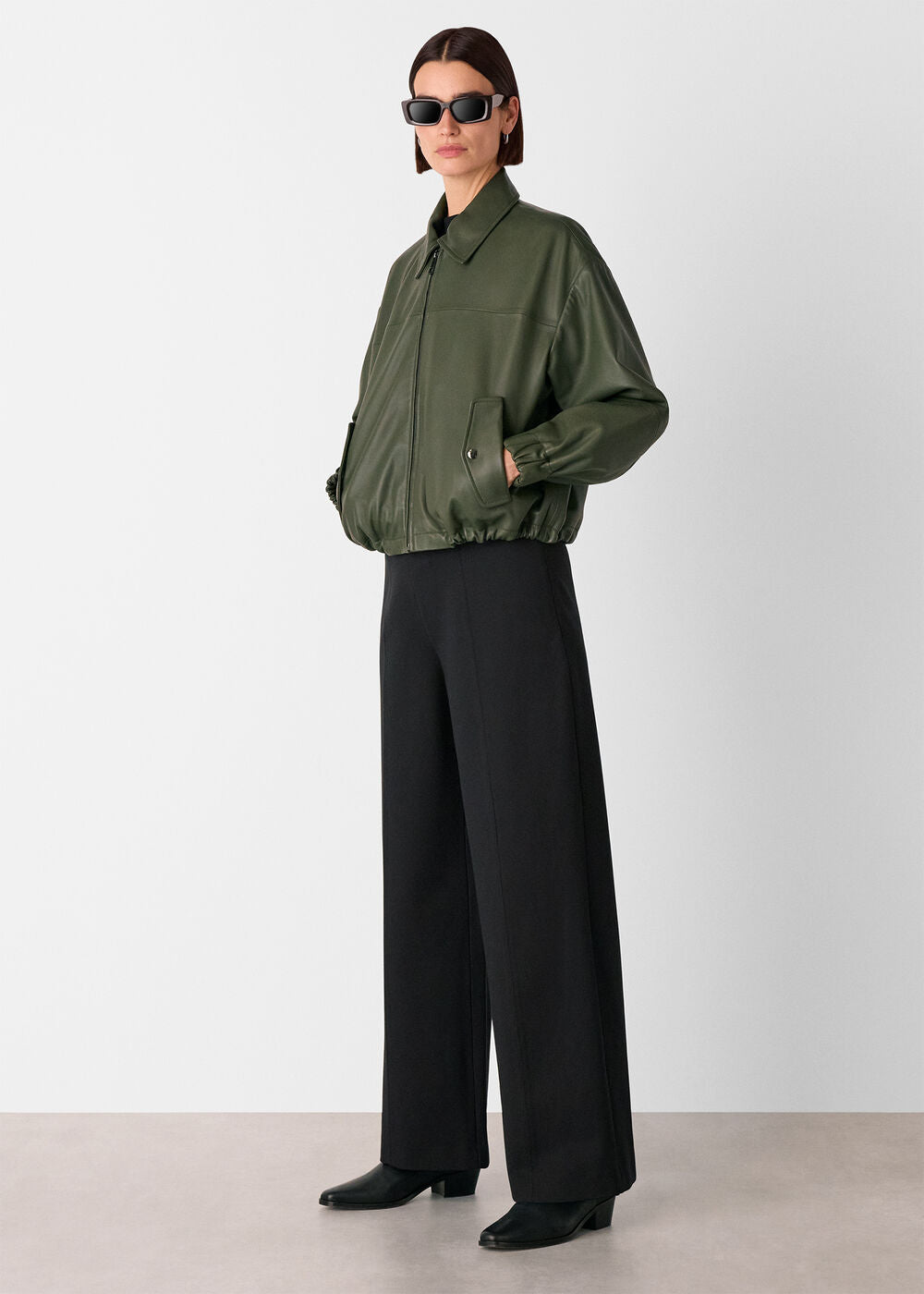 Black Ponte Wide Leg Trouser