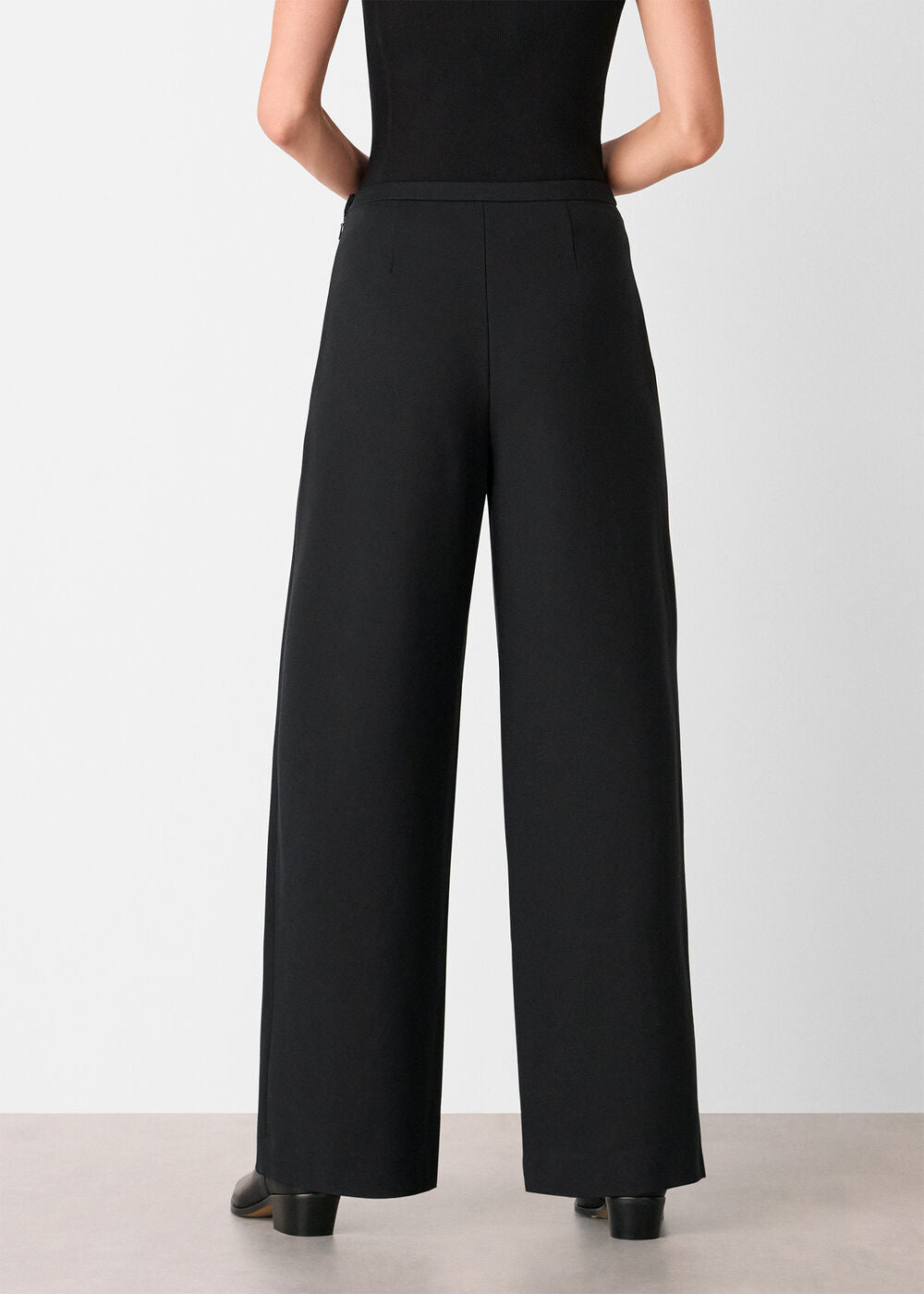 Black Ponte Wide Leg Trouser