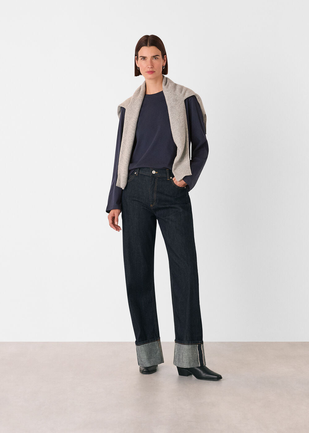 Navy Relaxed Long Sleeve Tee