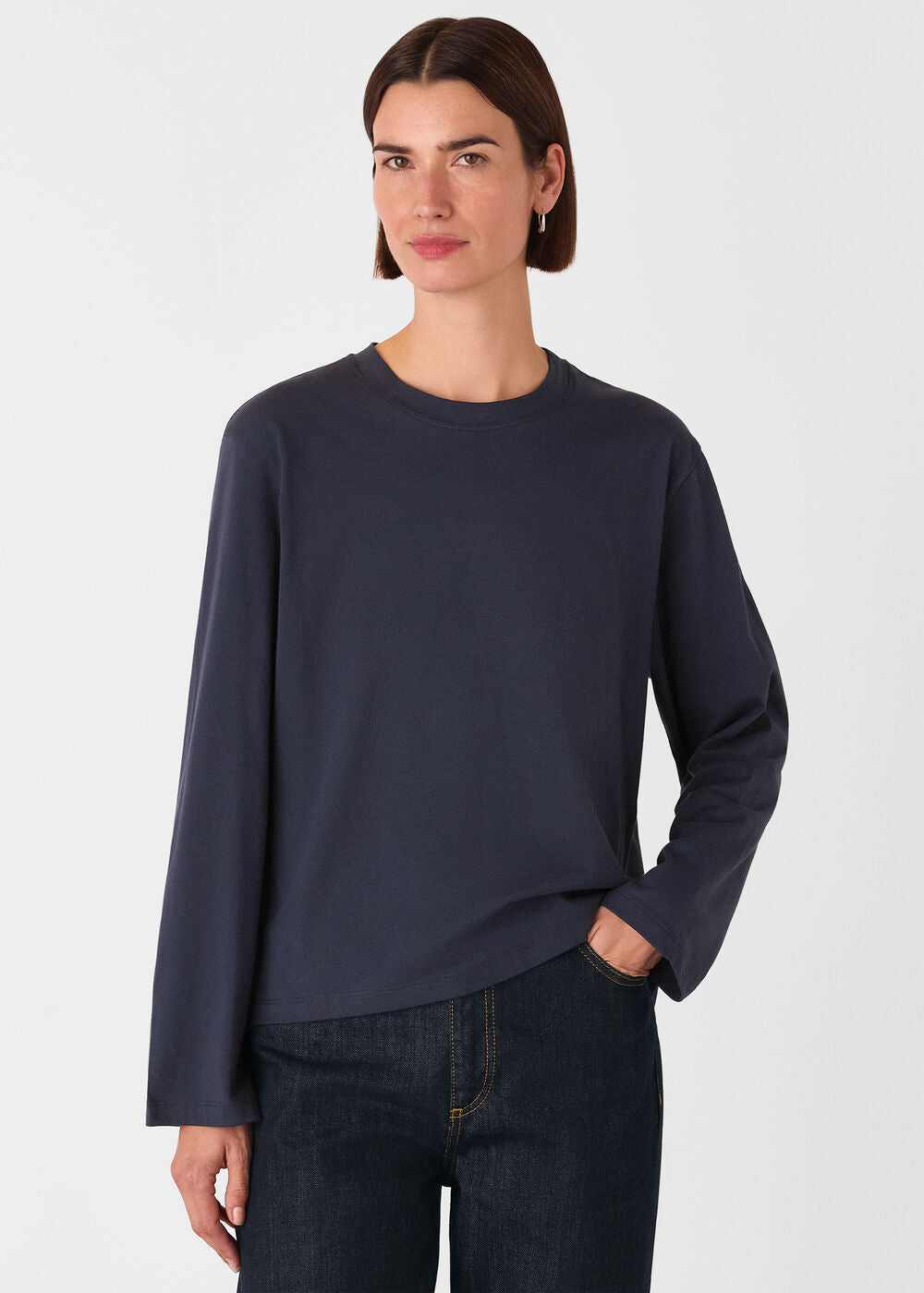Navy Relaxed Long Sleeve Tee