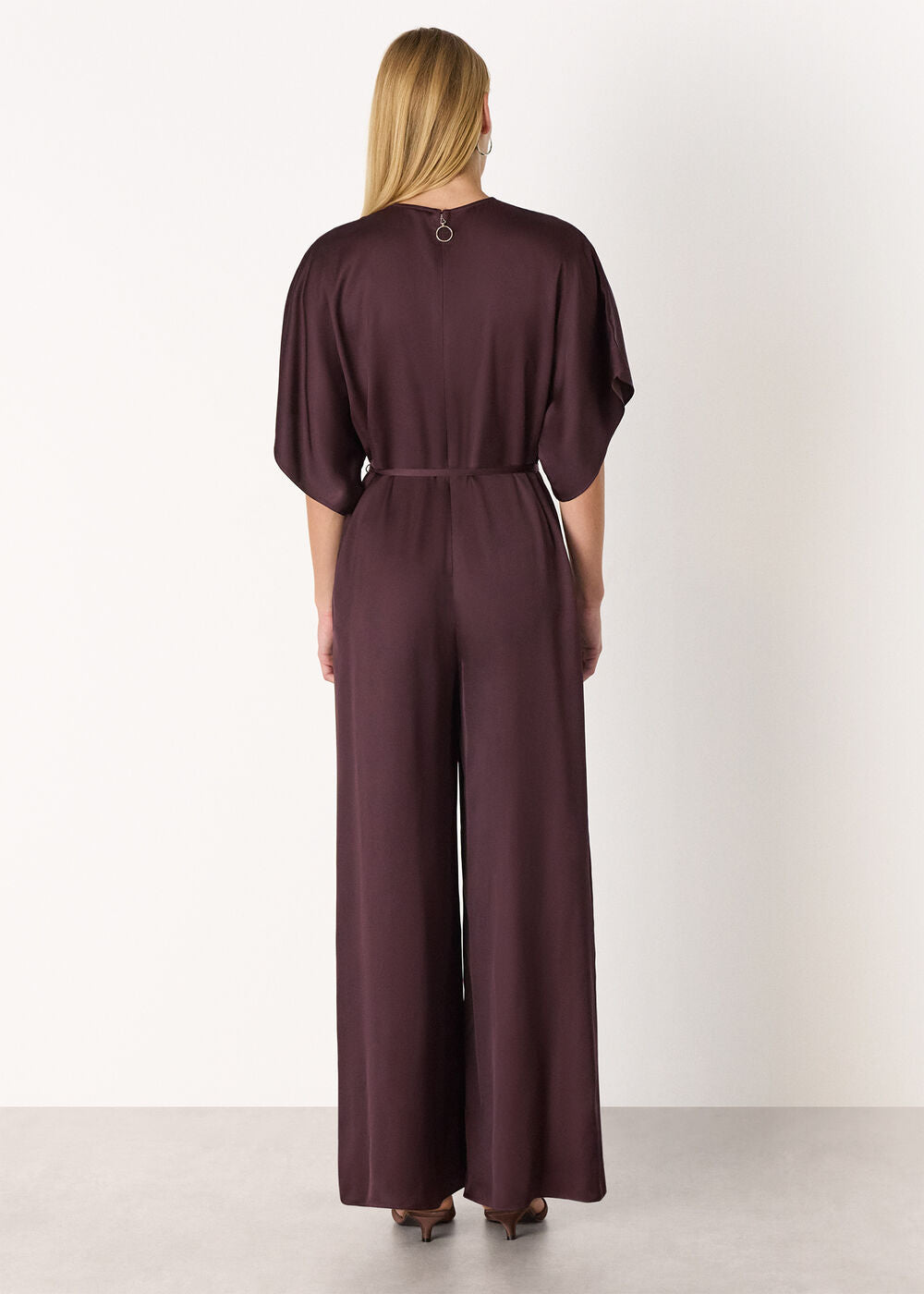 Navy Satin Short Sleeve Jumpsuit