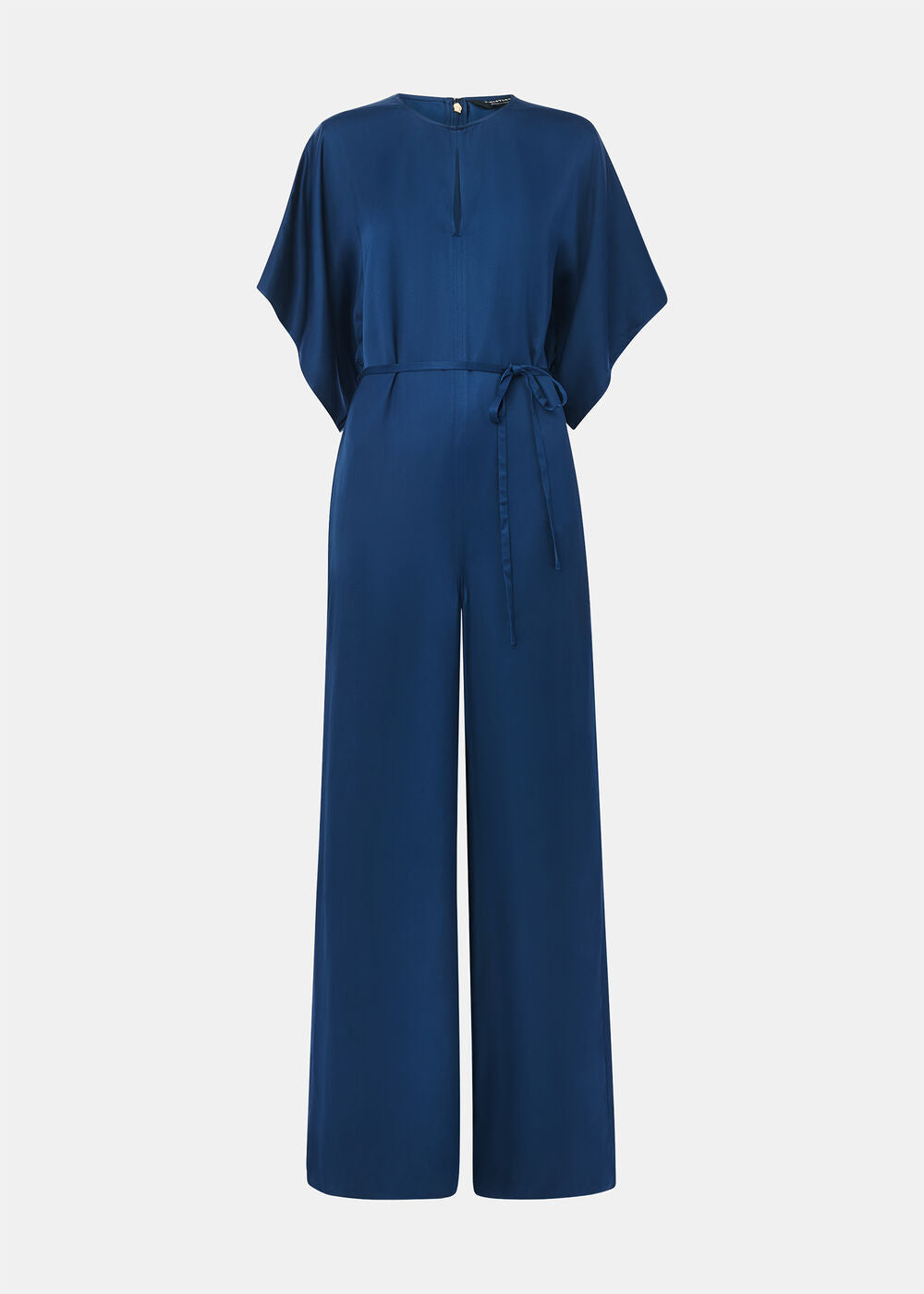 Navy Satin Short Sleeve Jumpsuit