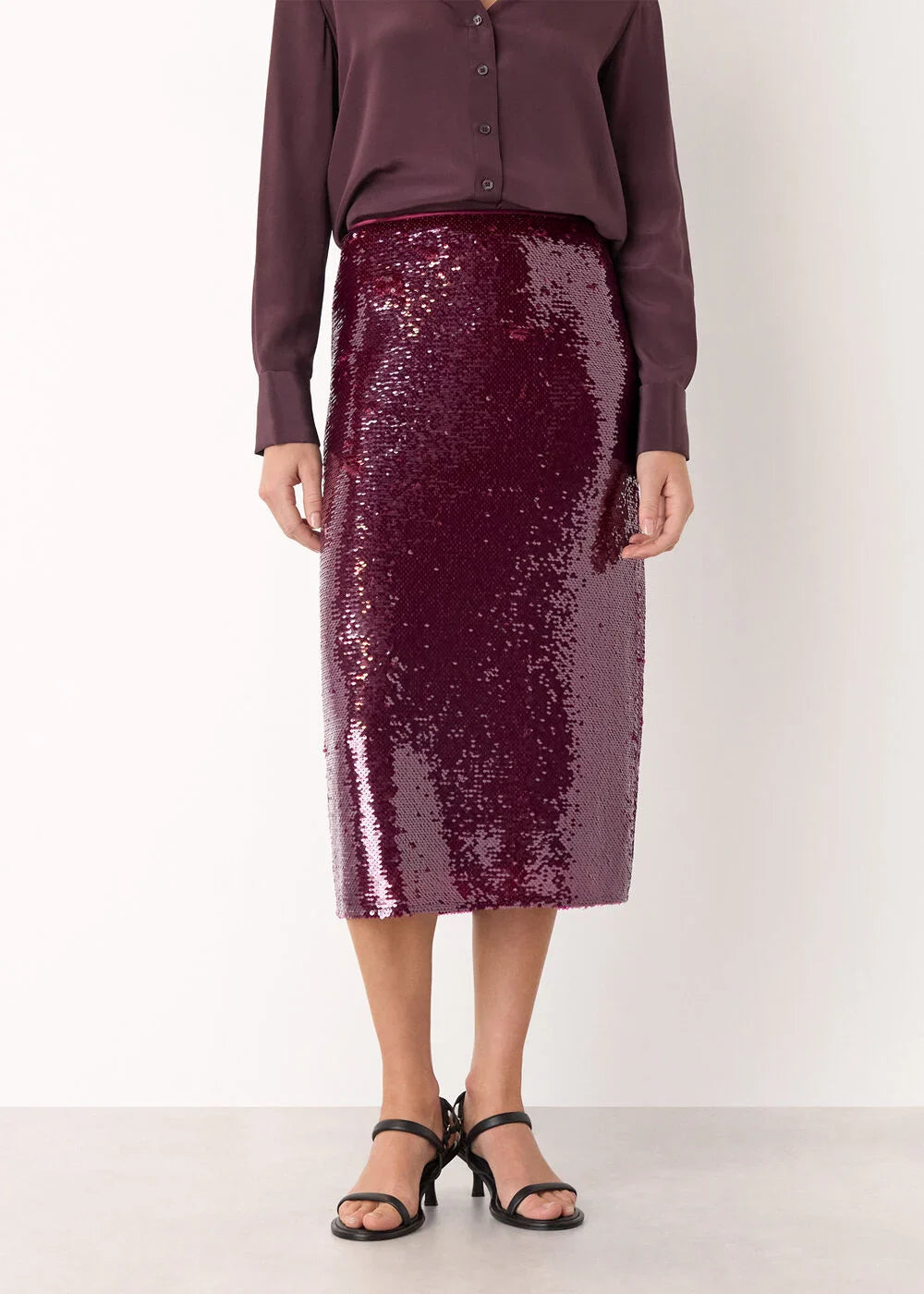 Merlot Sequin Midi Skirt
