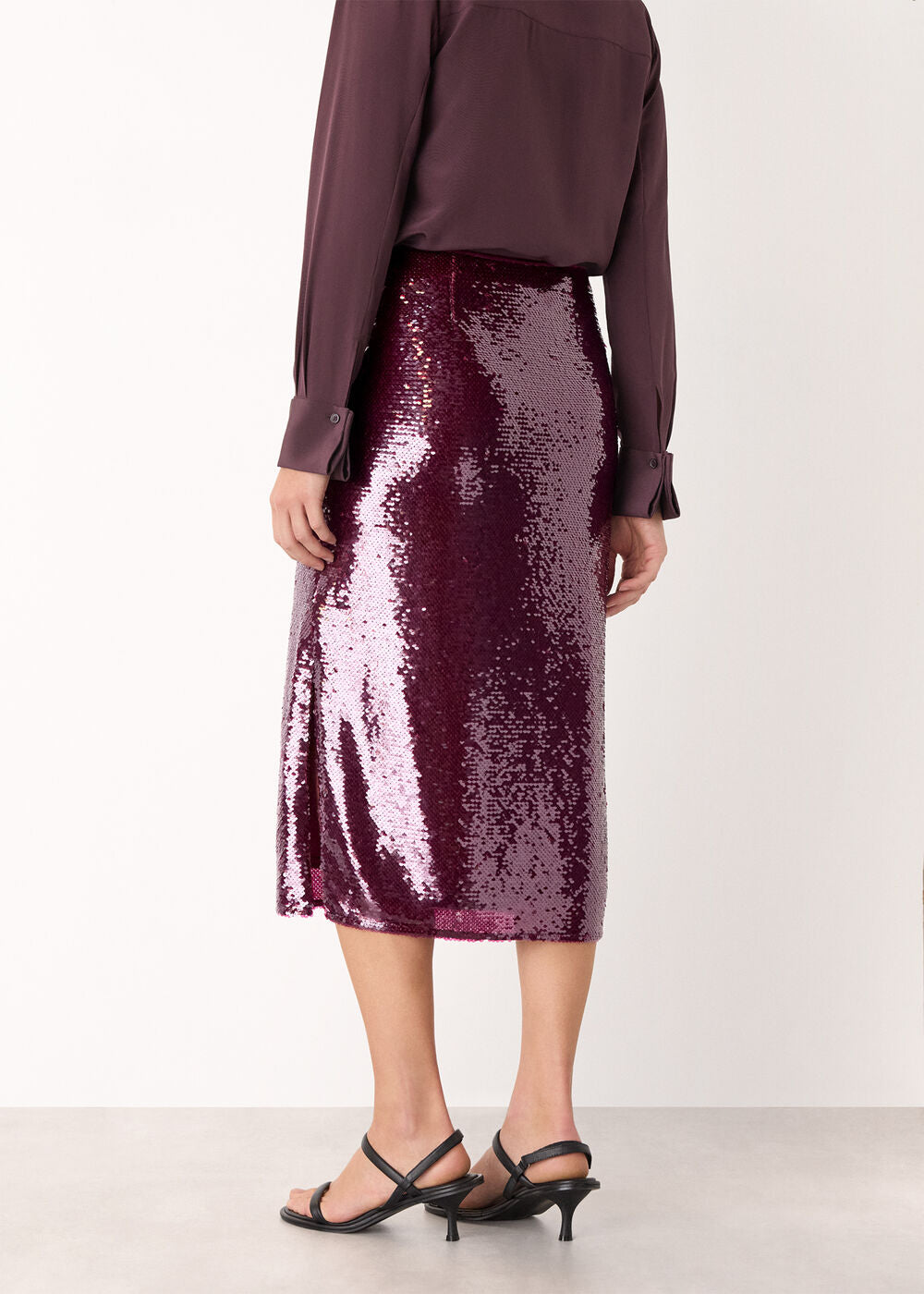 Merlot Sequin Midi Skirt