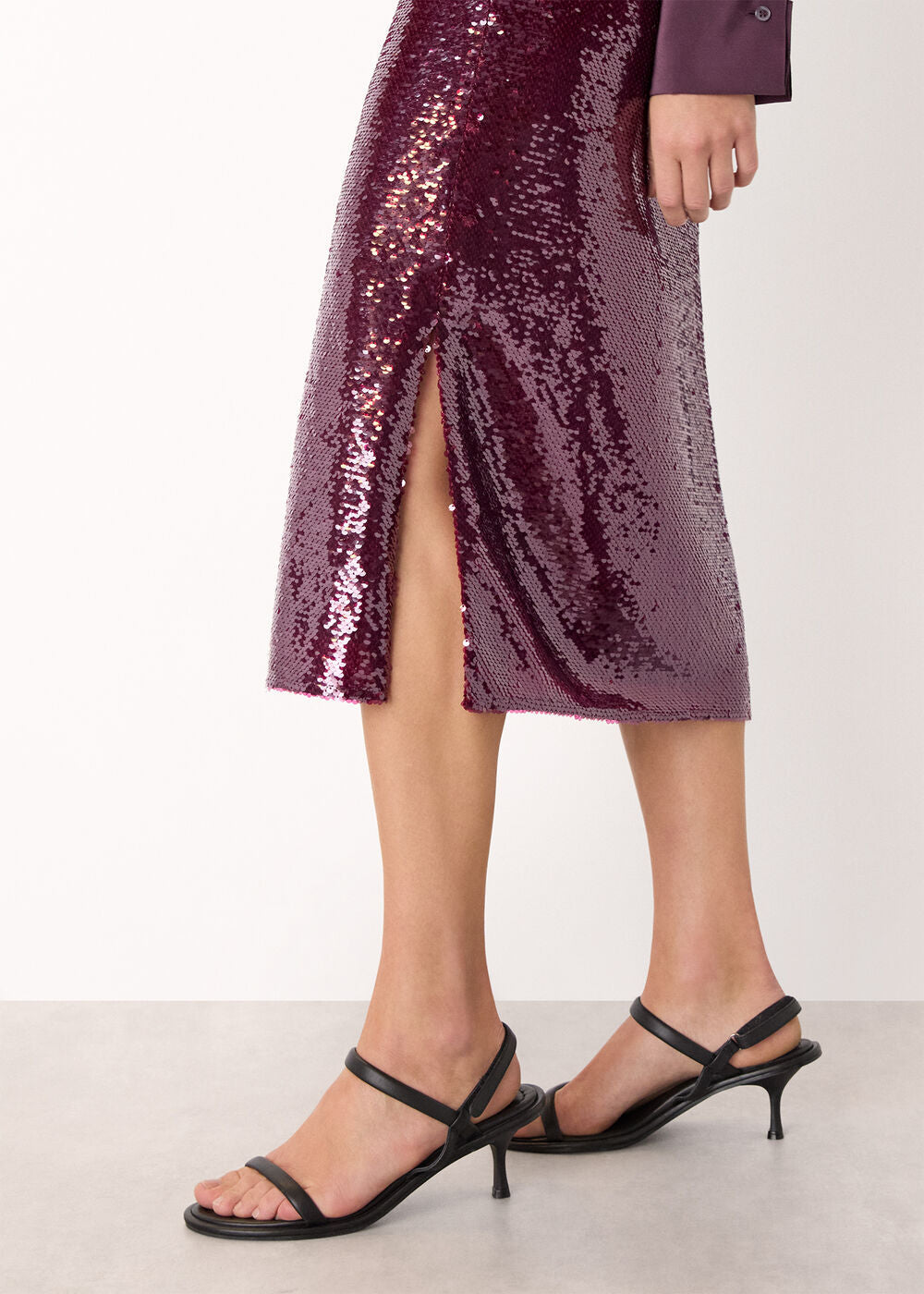 Merlot Sequin Midi Skirt