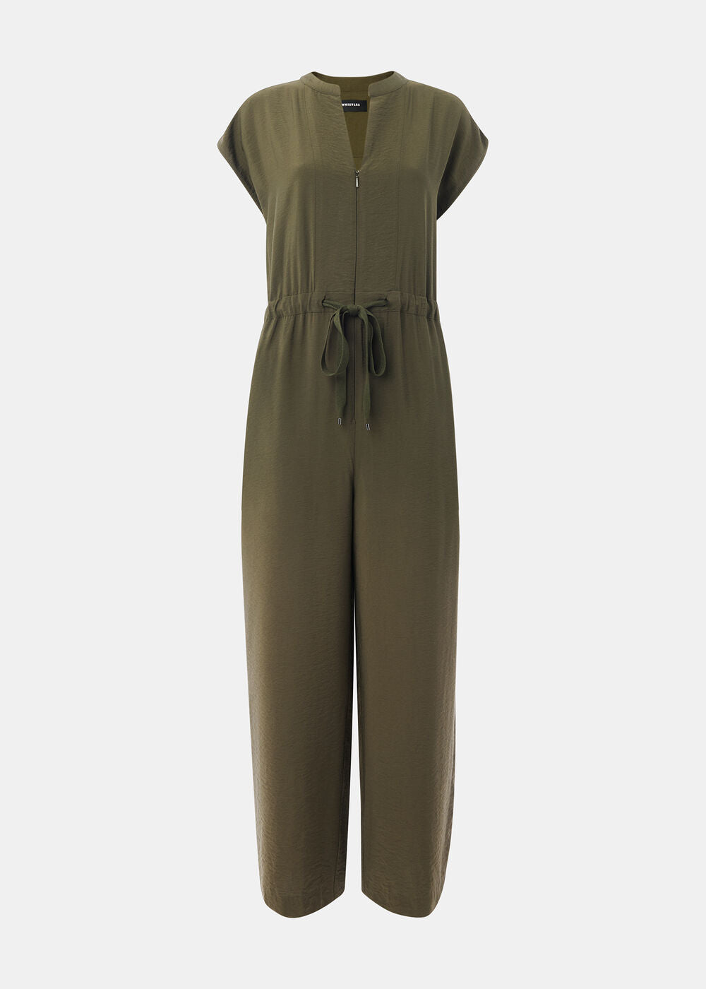 Khaki Sleeveless Drawstring Jumpsuit