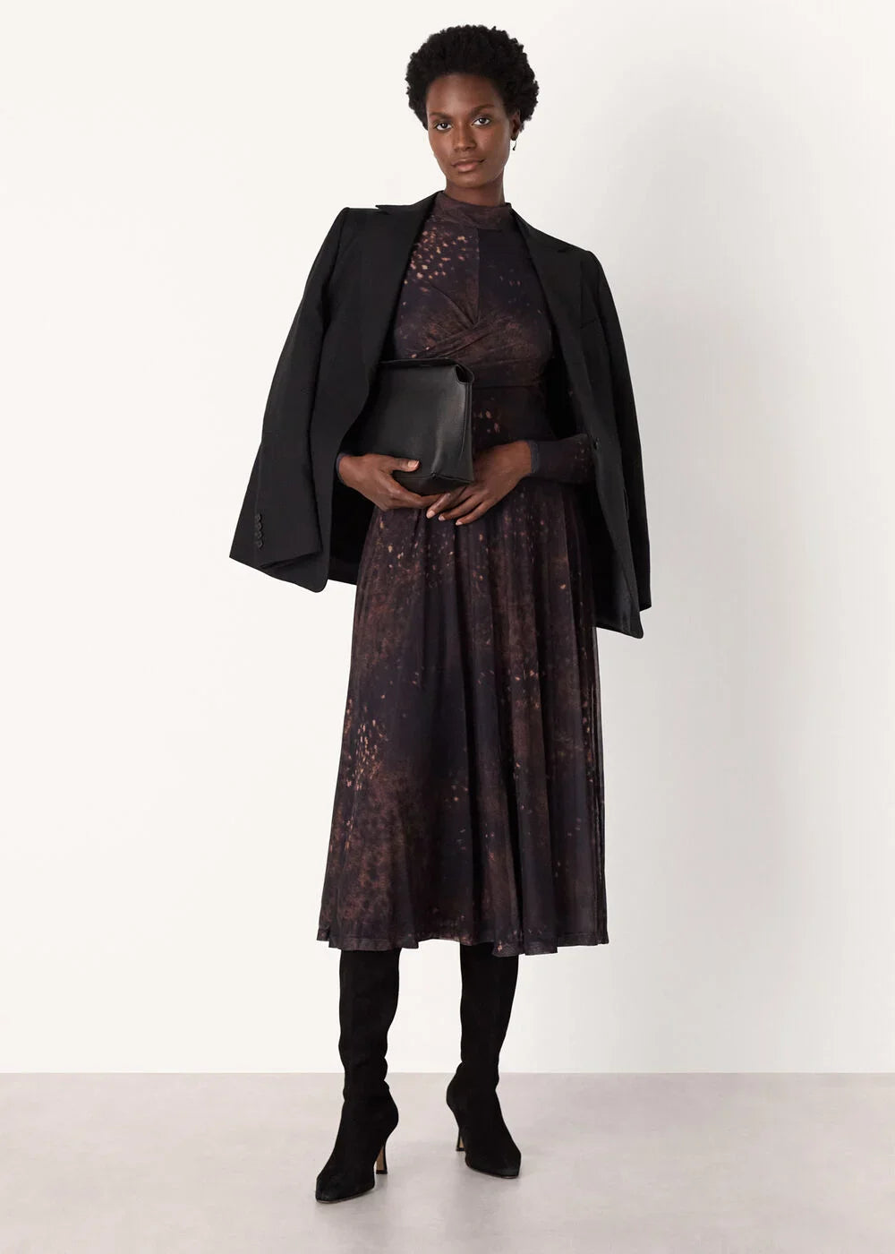 Brown Spotted Animal Mesh Dress