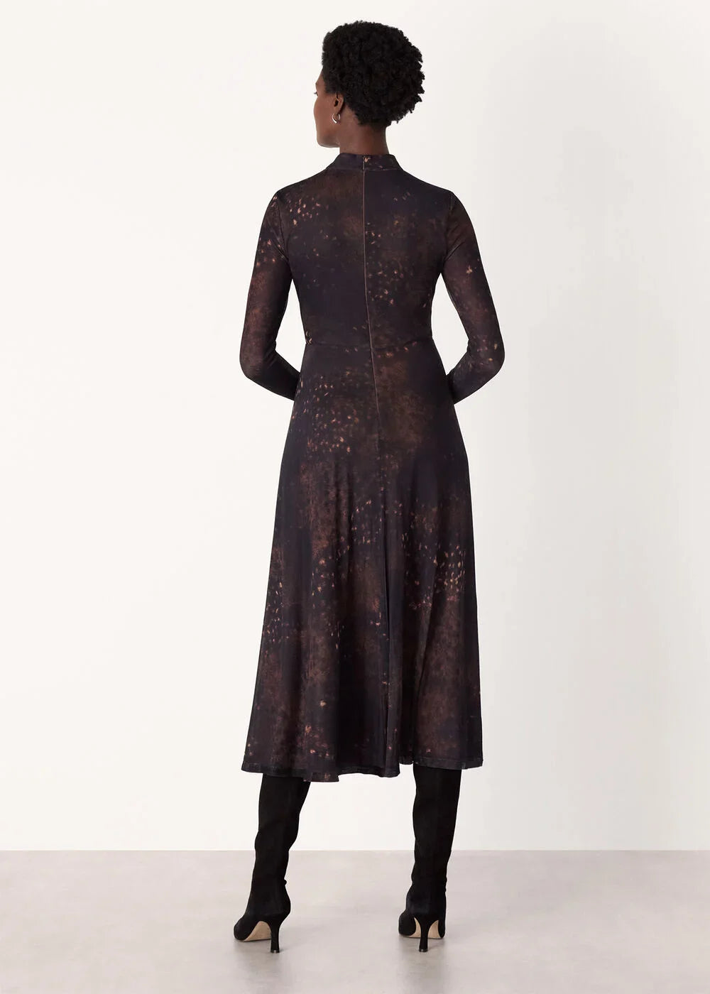 Brown Spotted Animal Mesh Dress