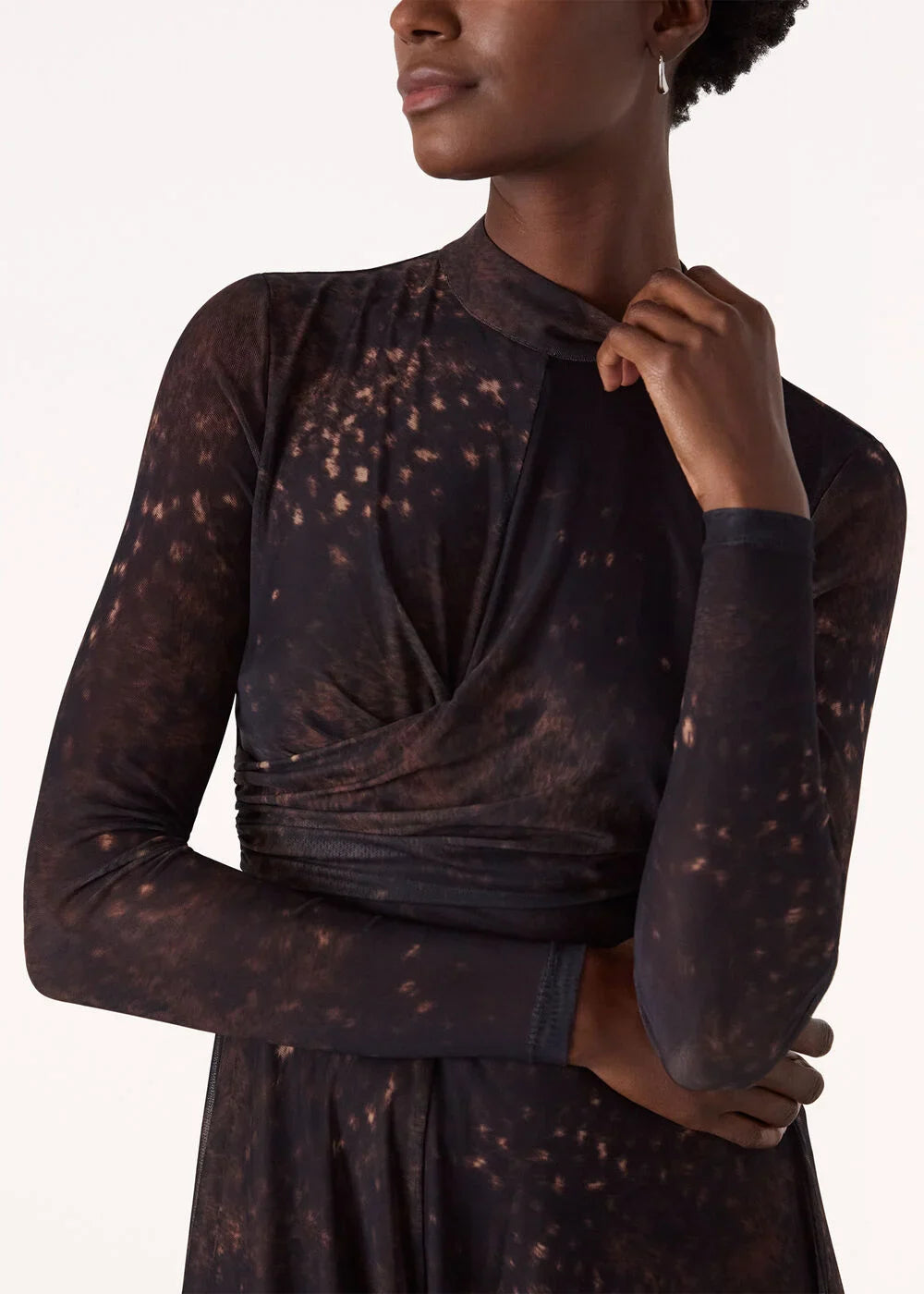 Brown Spotted Animal Mesh Dress