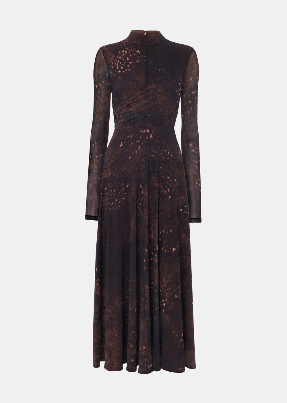 Brown Spotted Animal Mesh Dress