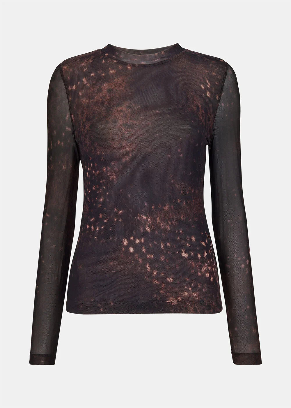 Brown Spotted Animal Mesh Top