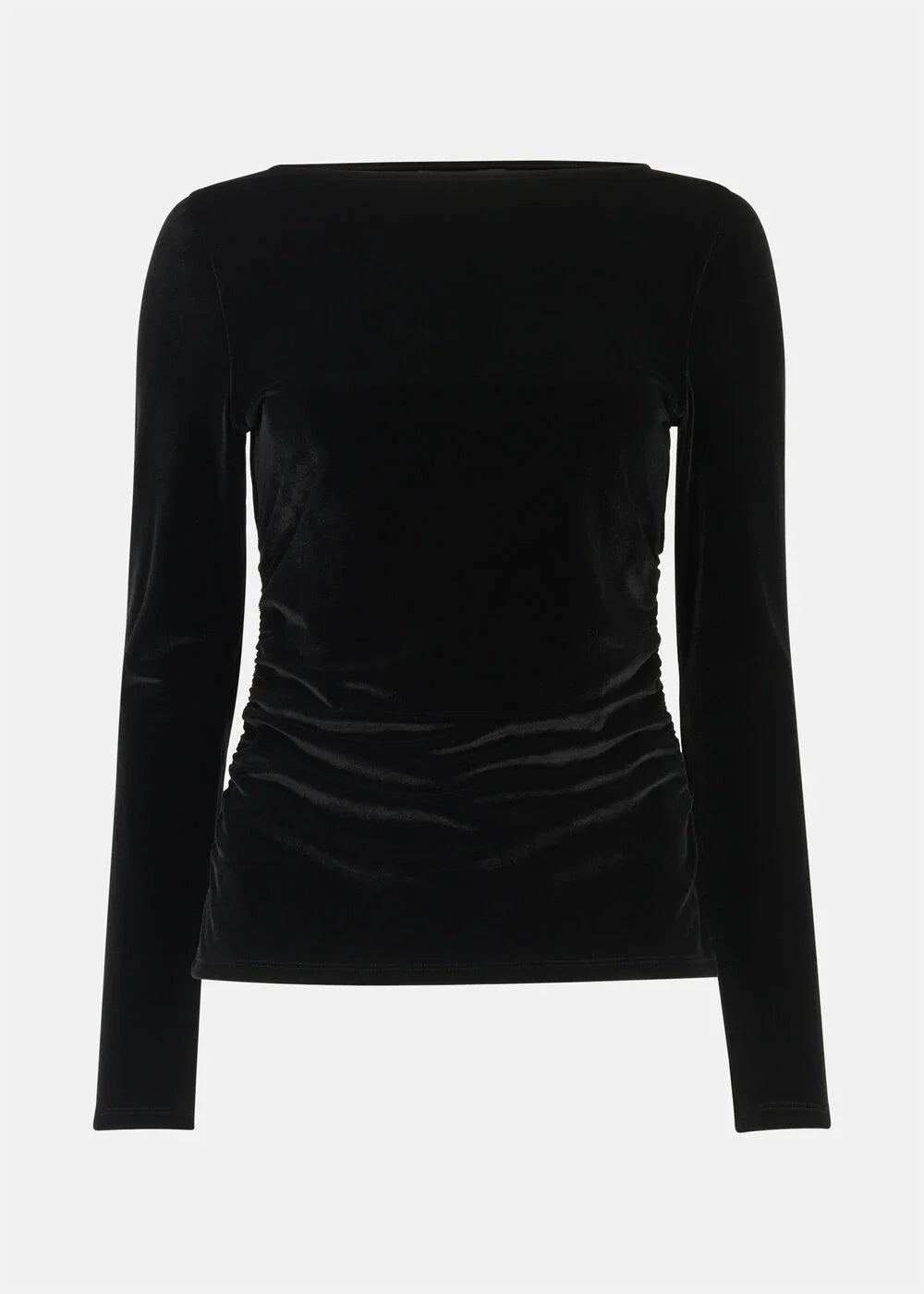 Black Straight Neck Velvet Top