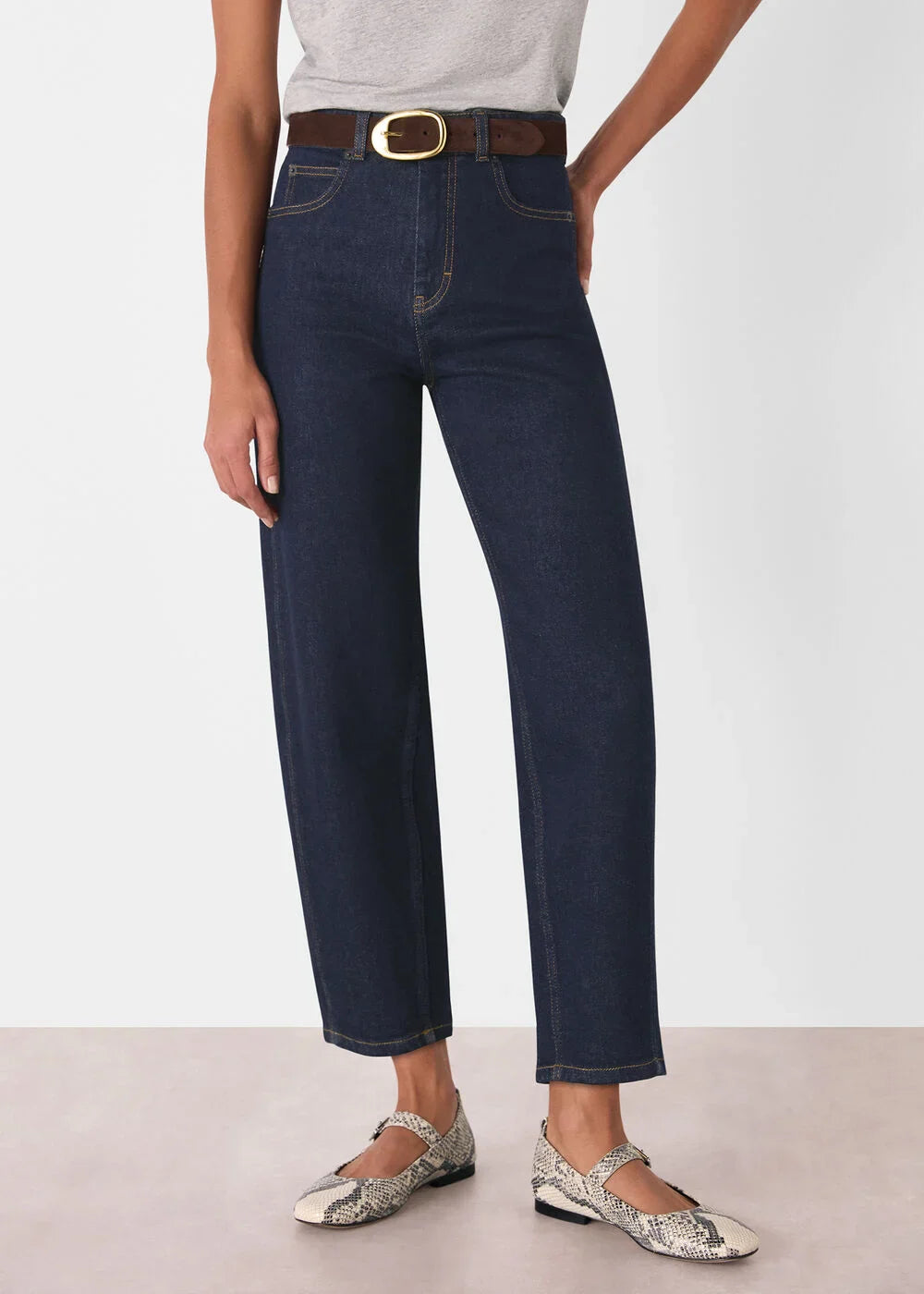 Grey Stretch Barrel Leg Jean