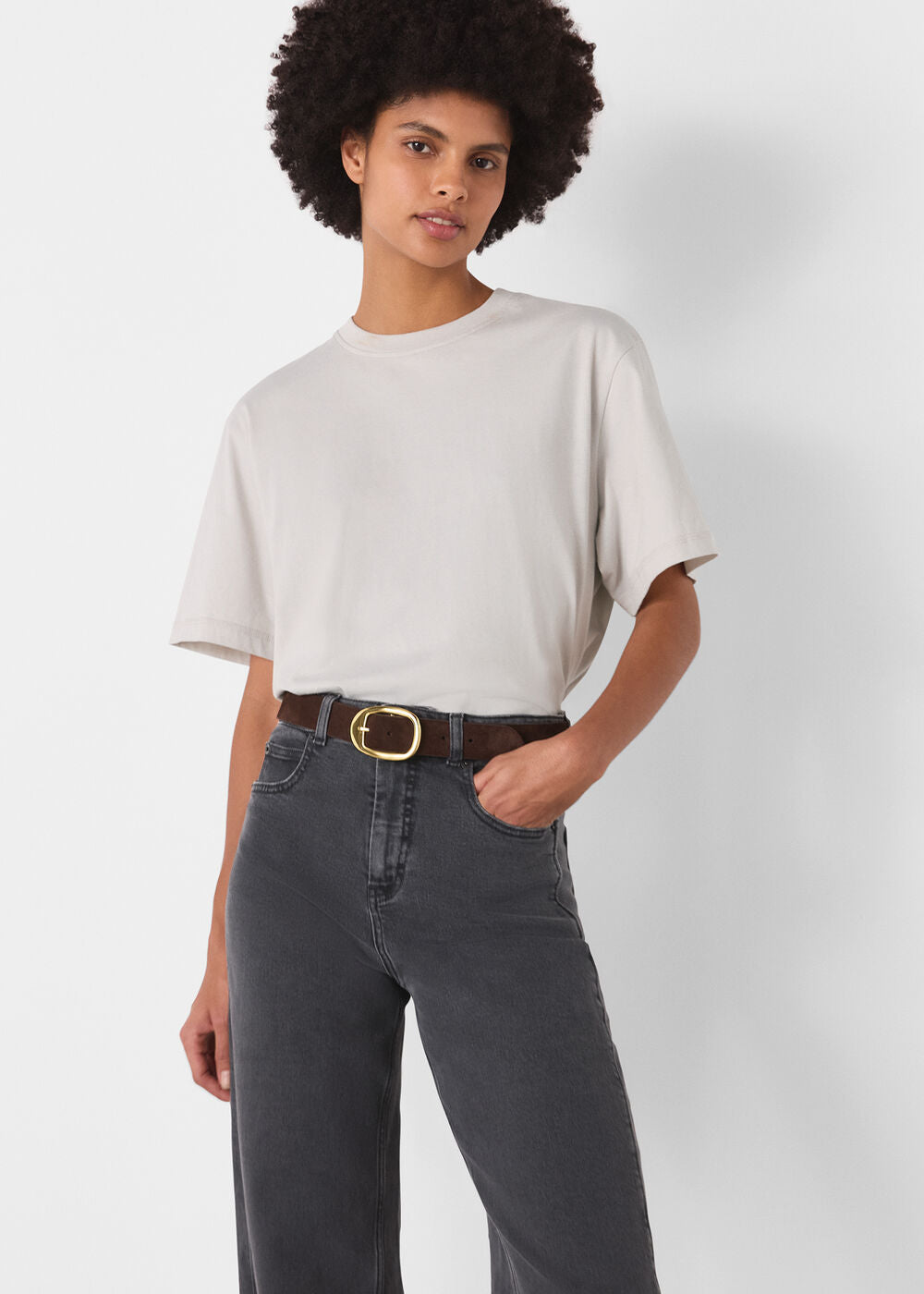 Grey Stretch Barrel Leg Jean