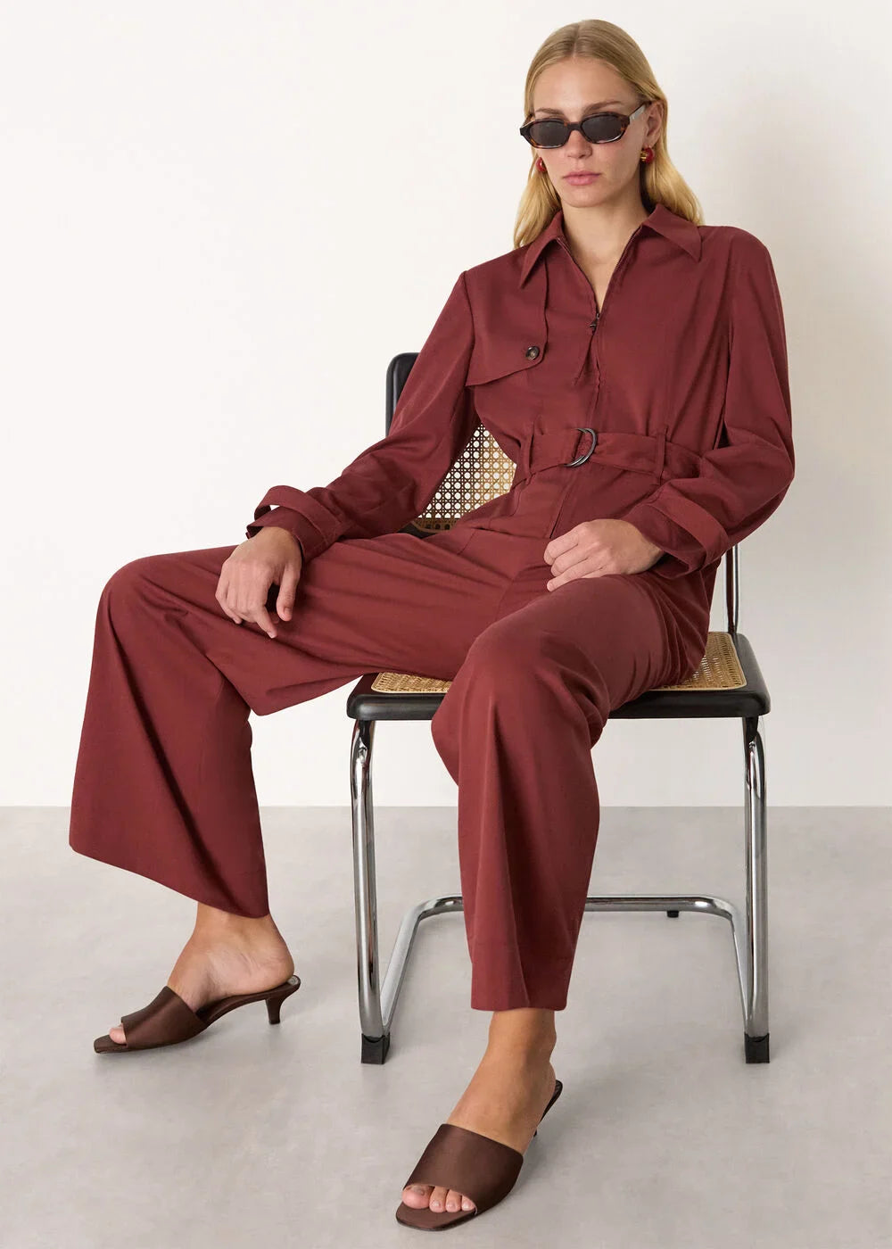 Rust Trench Detail Jumpsuit