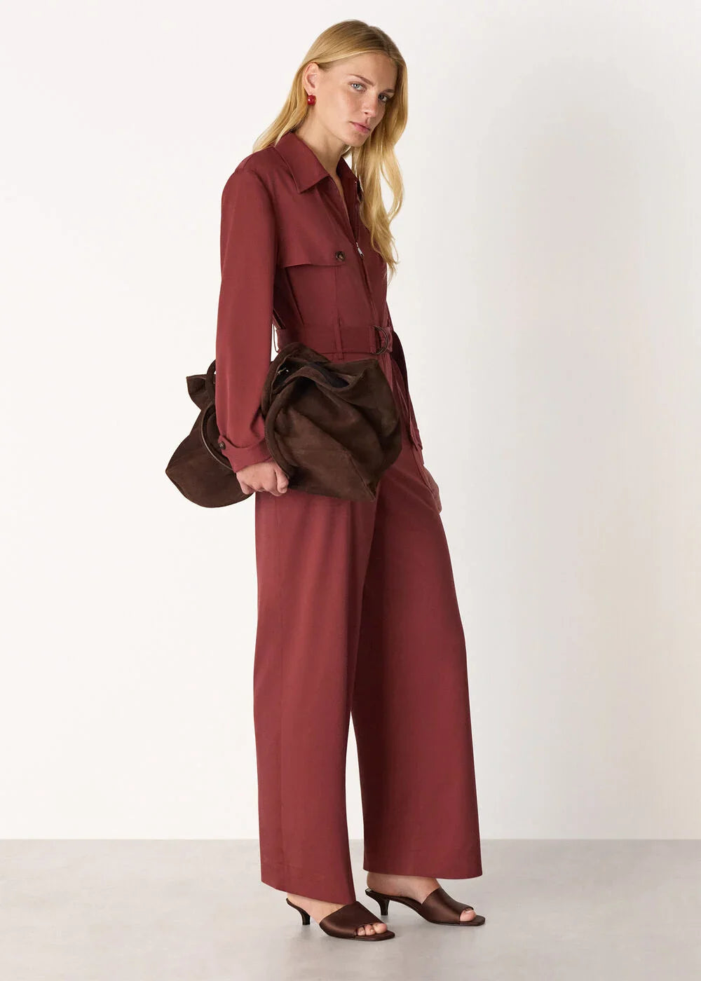 Rust Trench Detail Jumpsuit