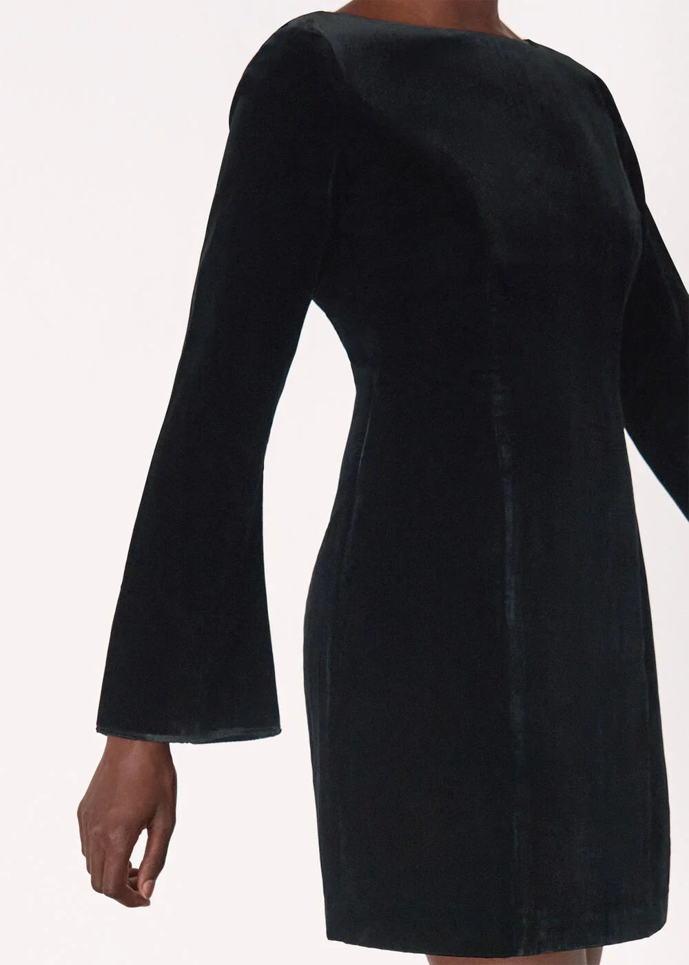 Forest Velvet Flare Sleeve Dress