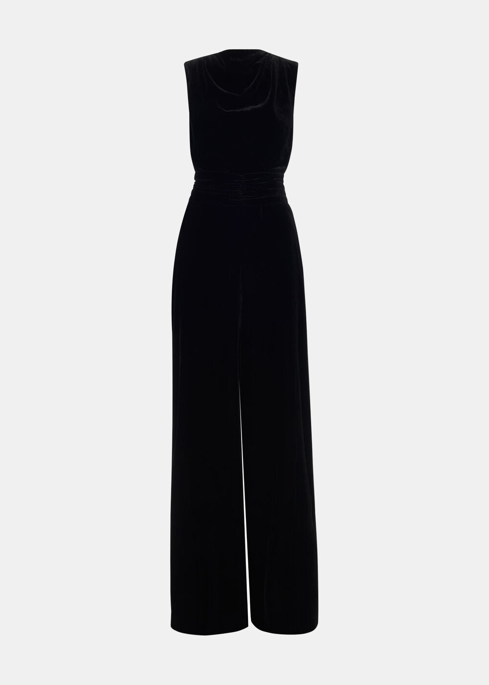 Black Velvet Twist Waist Jumpsuit