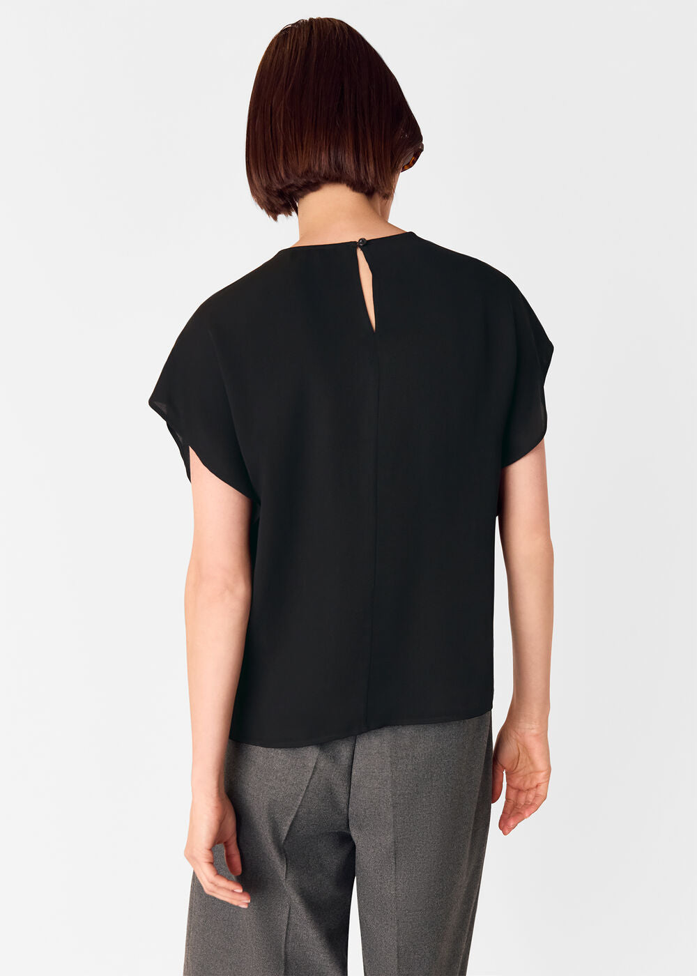 Short Sleeve Crepe Shell Top